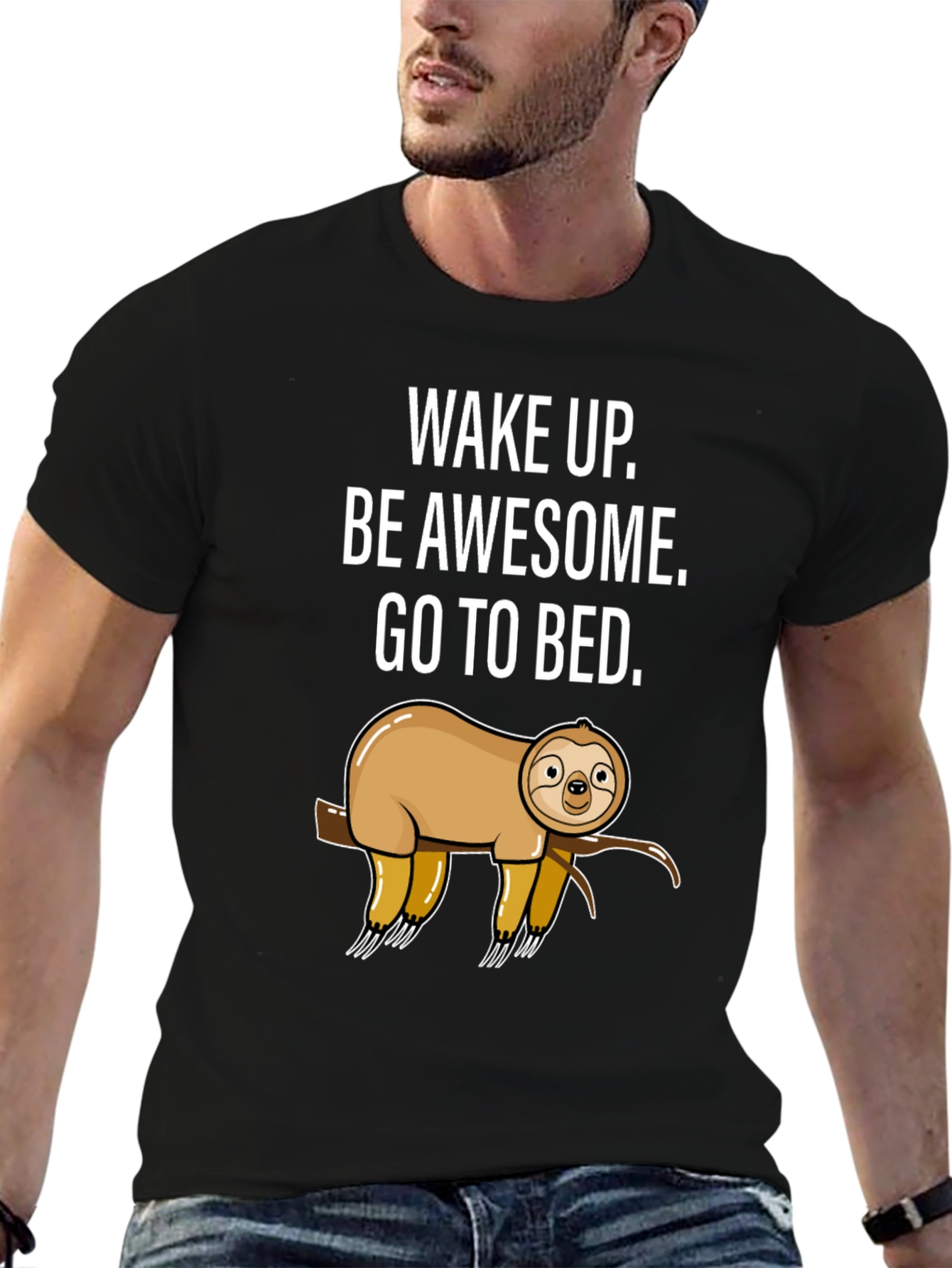 Sloth Graphic T-Shirt - Wake Up Be Awesome