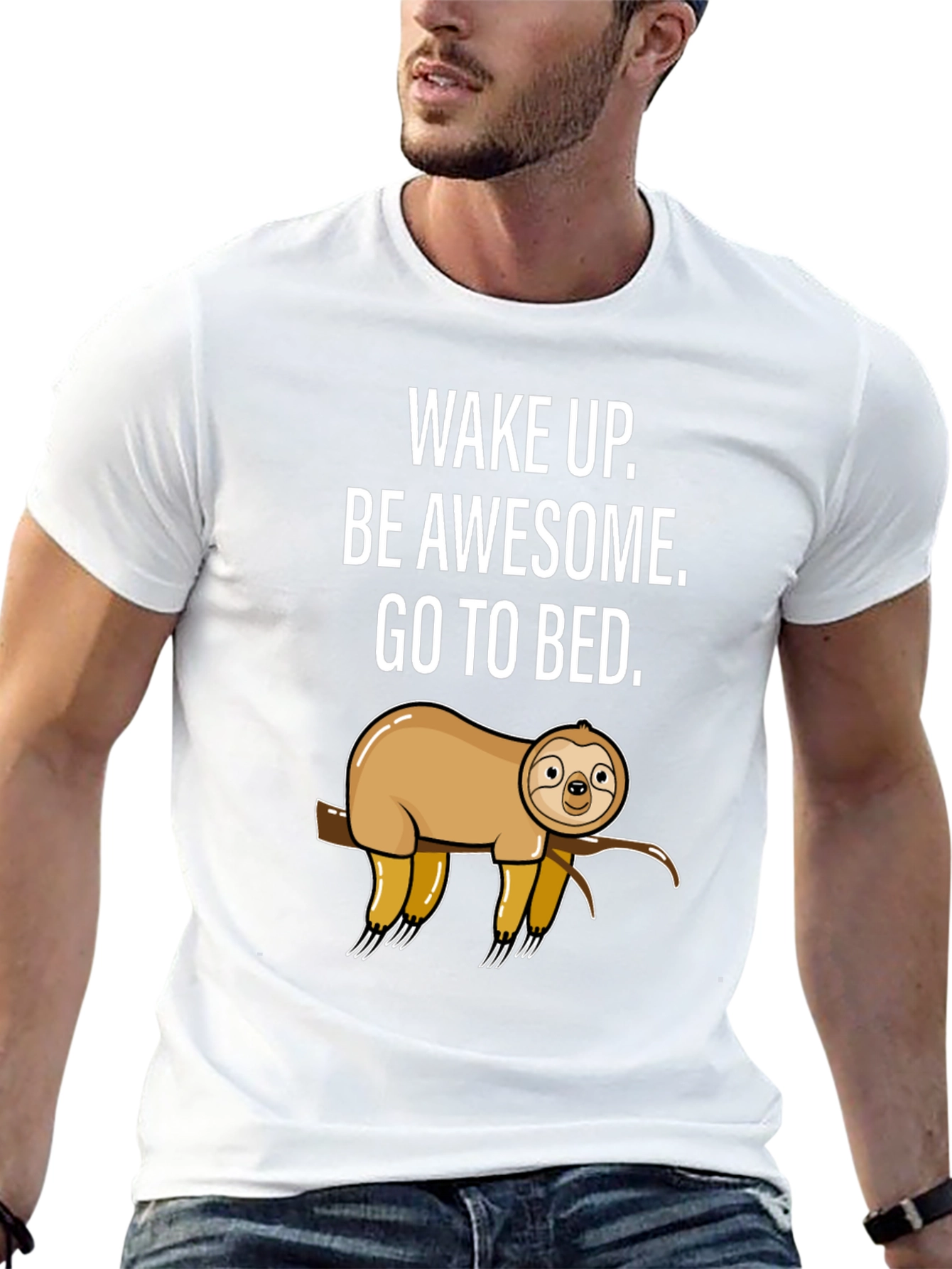 Sloth Graphic T-Shirt - Wake Up Be Awesome