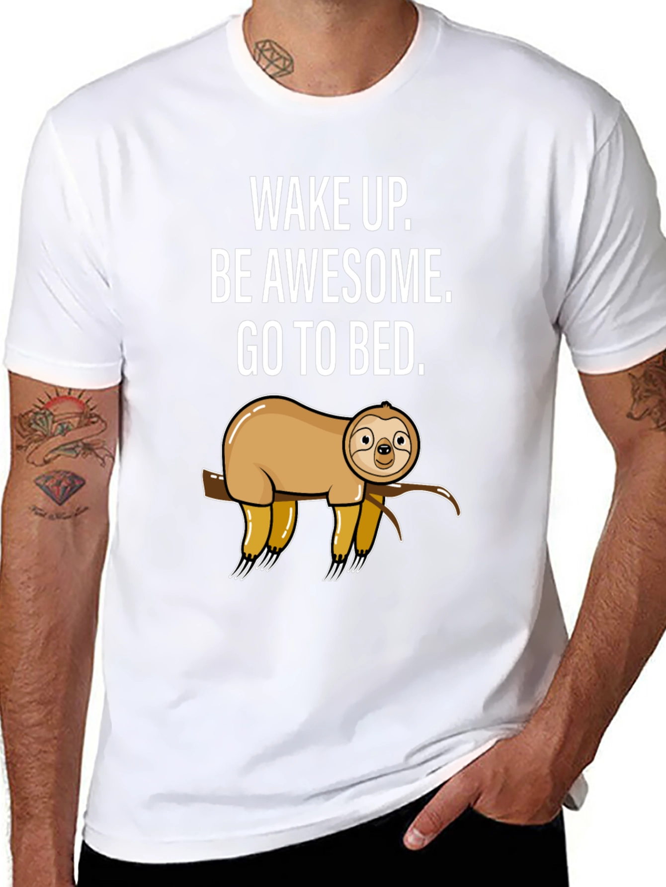 Sloth Graphic T-Shirt - Wake Up Be Awesome