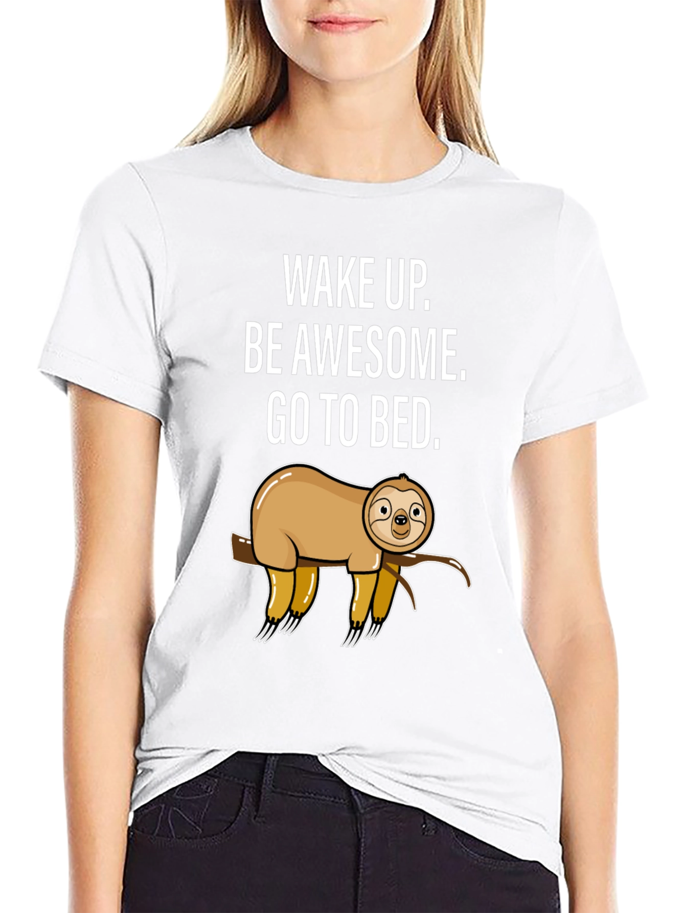 Sloth Graphic T-Shirt - Wake Up Be Awesome