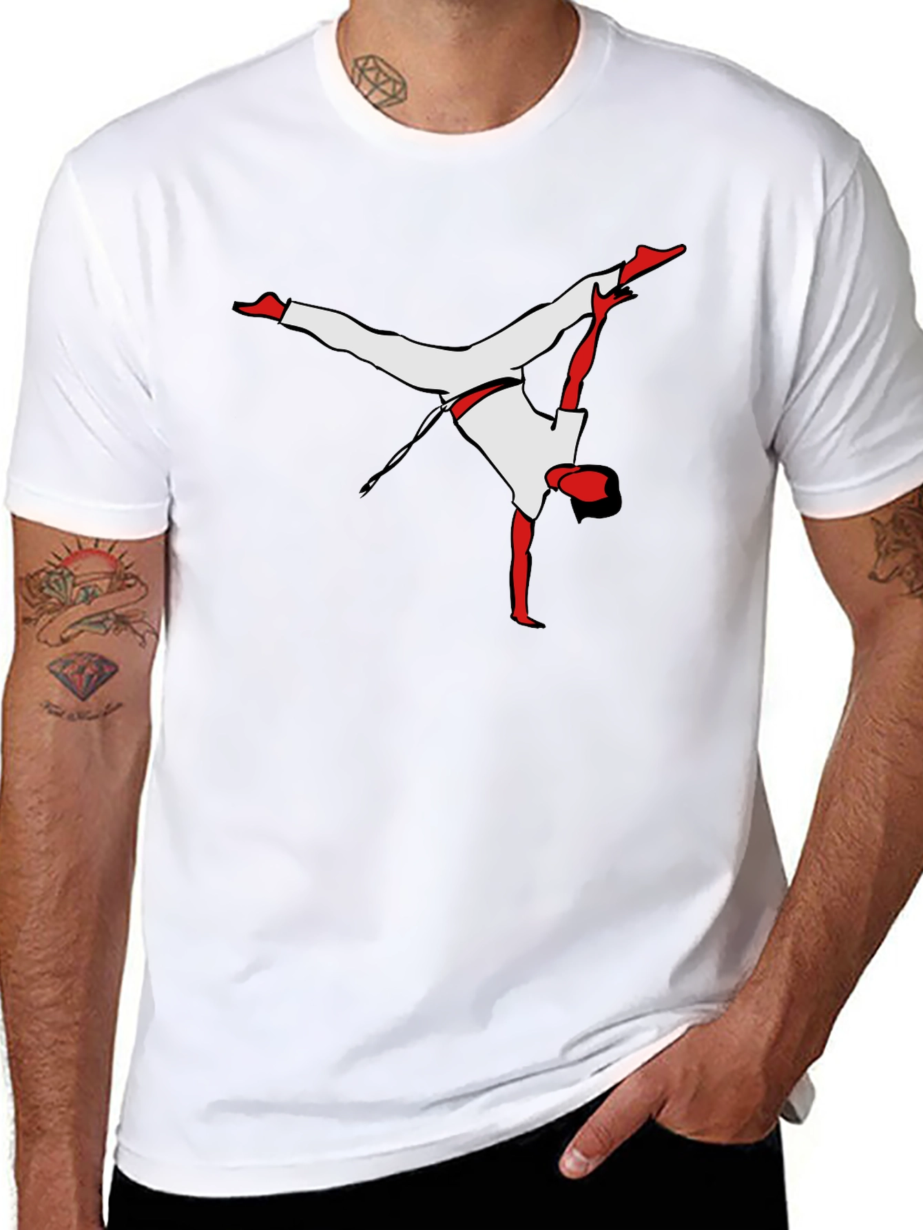 Capoeira Silhouette Black T-Shirt - Handstand Martial Arts Tee