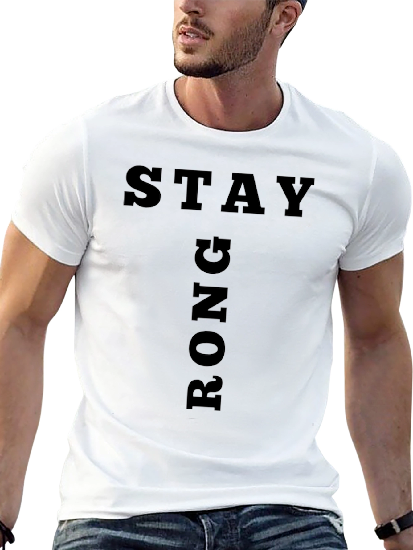 Stay Strong Graphic Black T-Shirt
