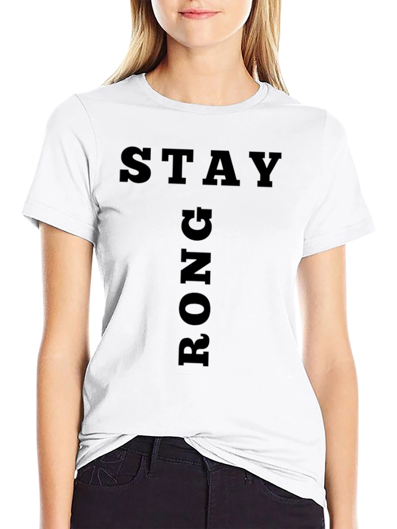 Stay Strong Graphic Black T-Shirt
