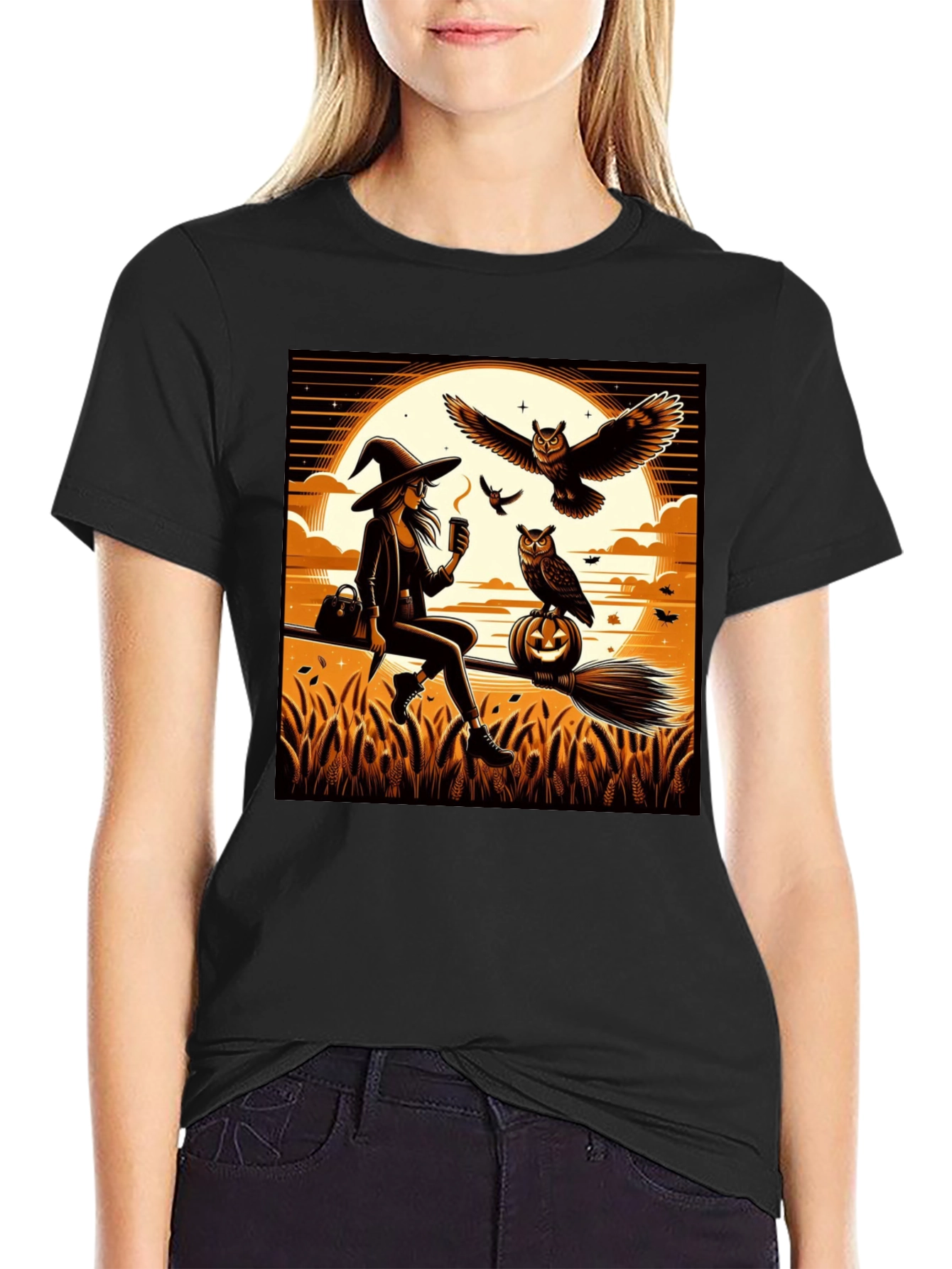 Witch & Owl Halloween T-Shirt