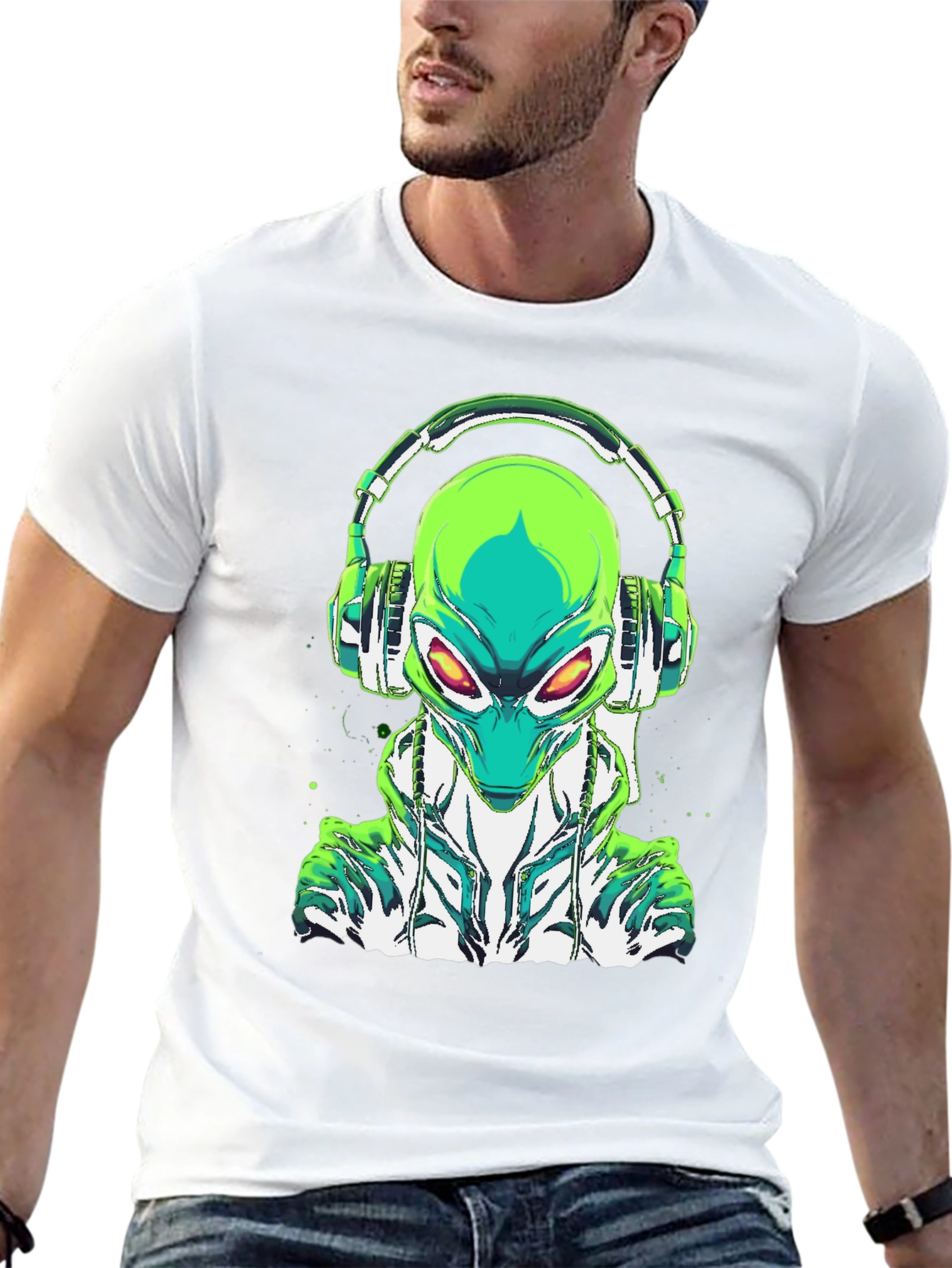 Alien DJ Graphic Tee - Unique Sci-Fi Design