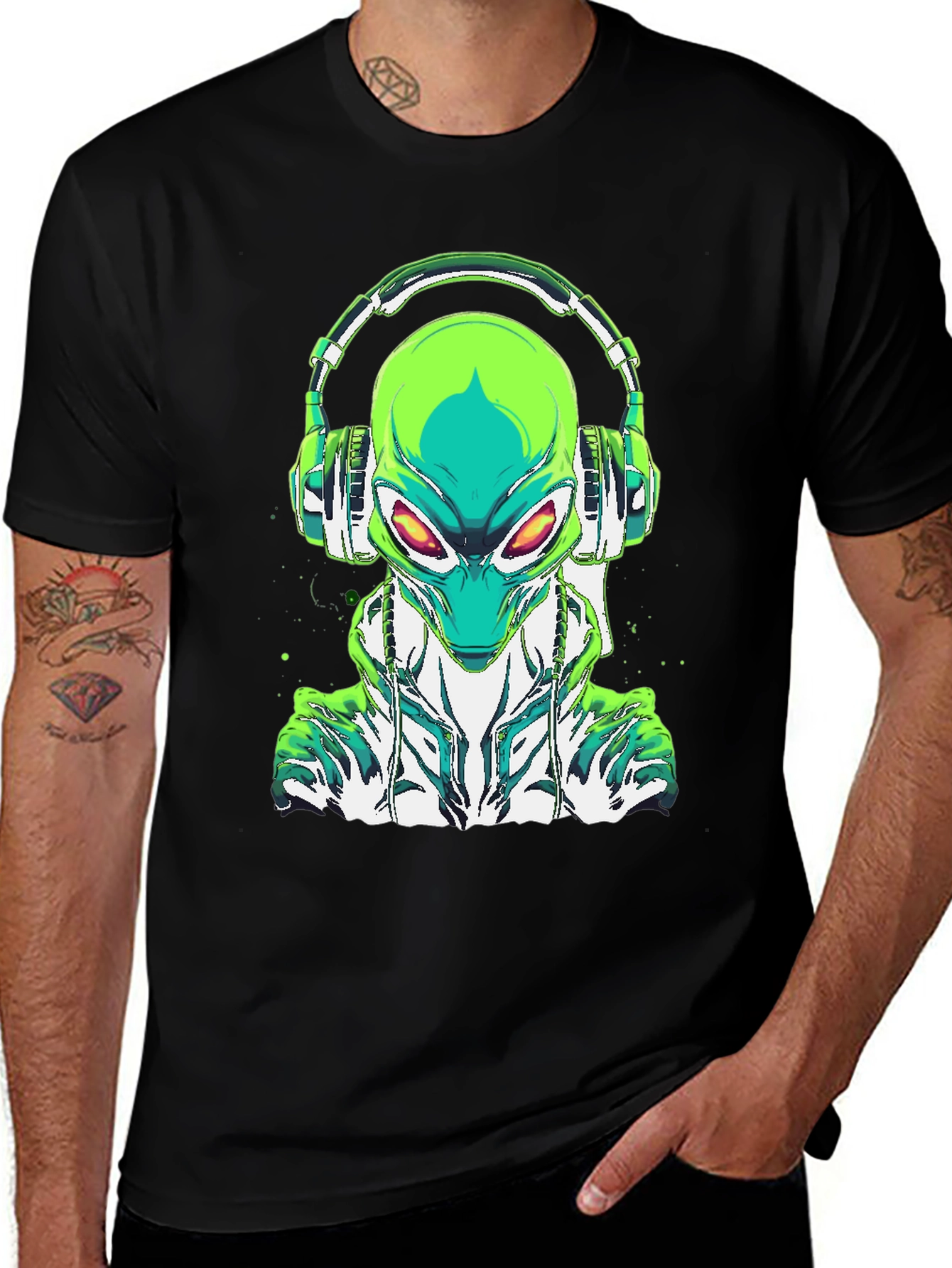 Alien DJ Graphic Tee - Unique Sci-Fi Design