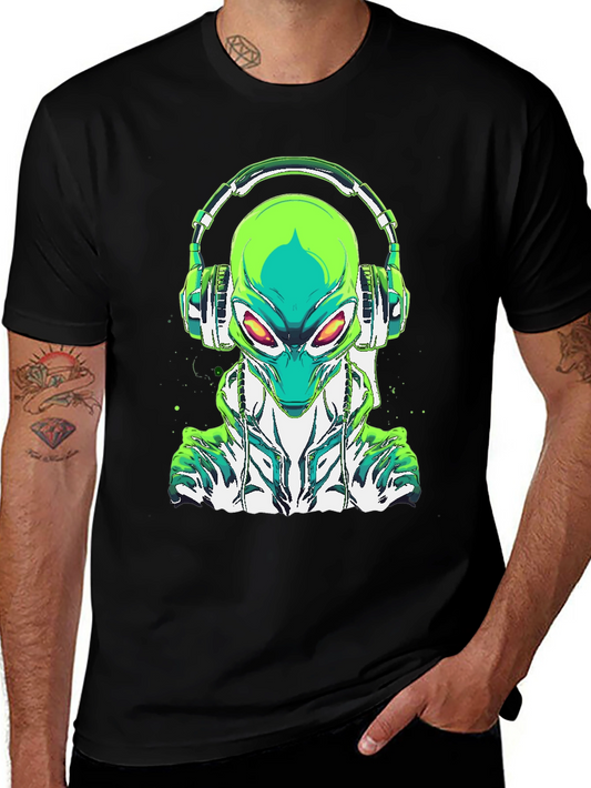 Alien DJ Graphic Tee - Unique Sci-Fi Design