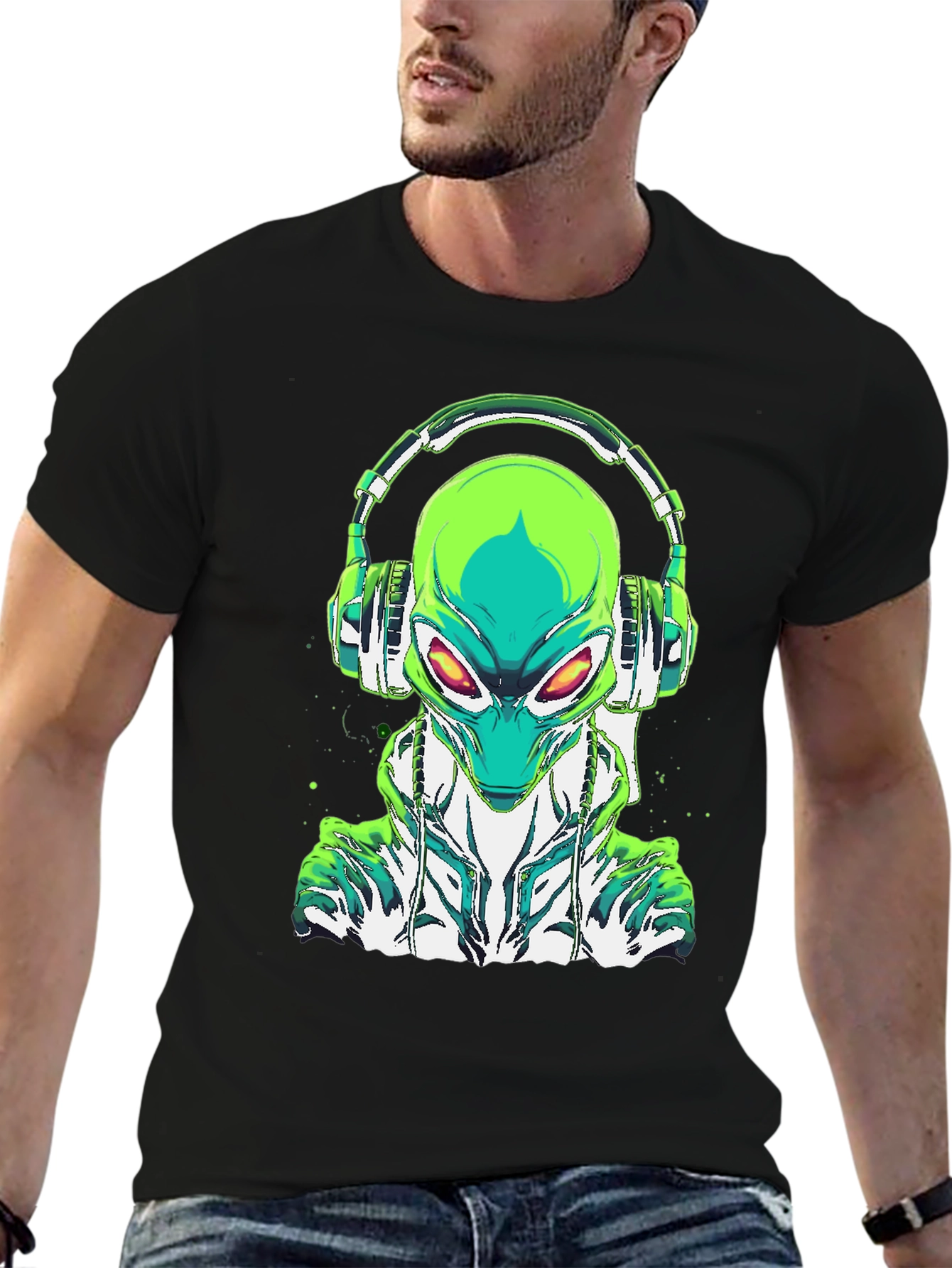 Alien DJ Graphic Tee - Unique Sci-Fi Design