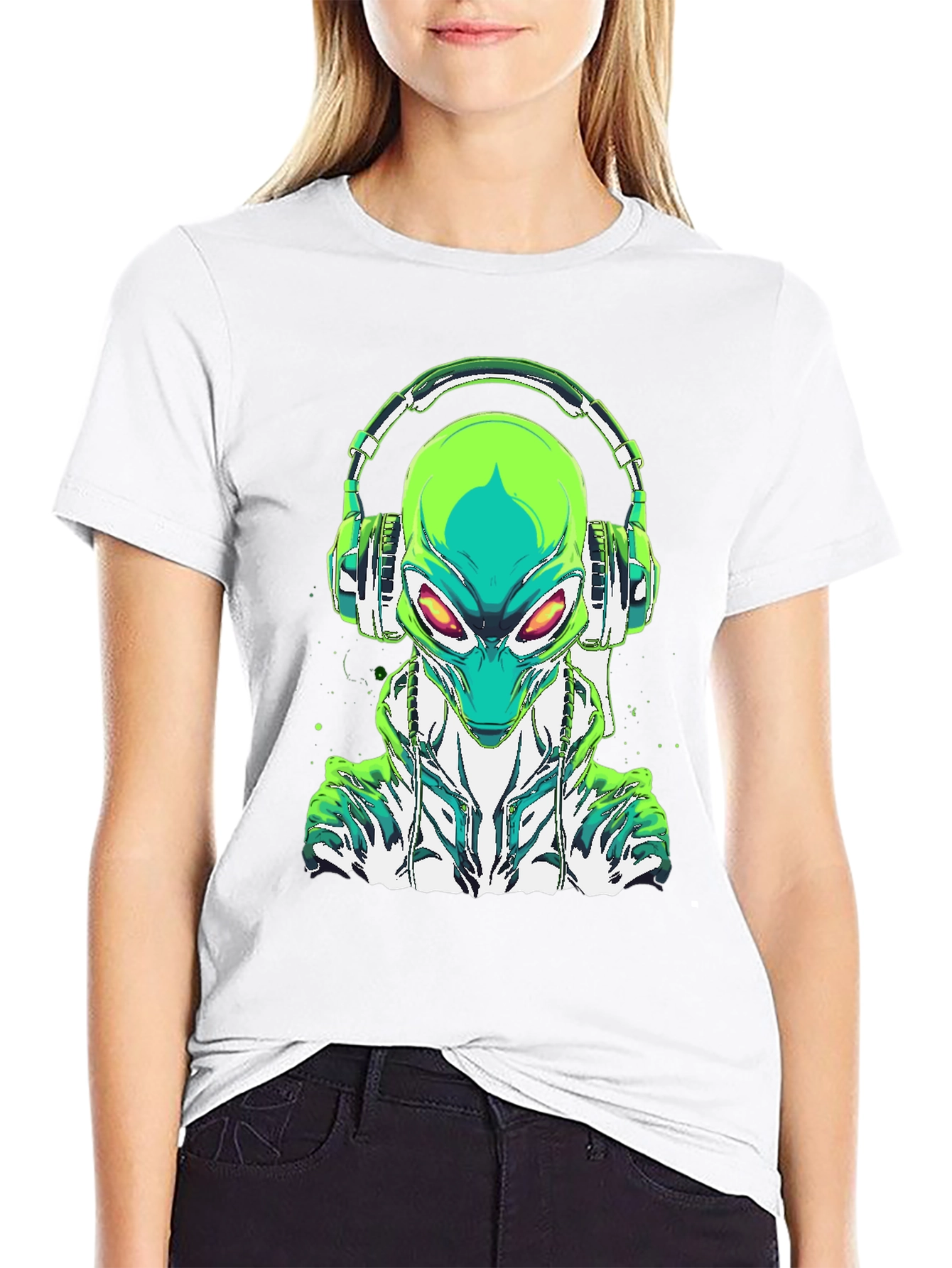 Alien DJ Graphic Tee - Unique Sci-Fi Design