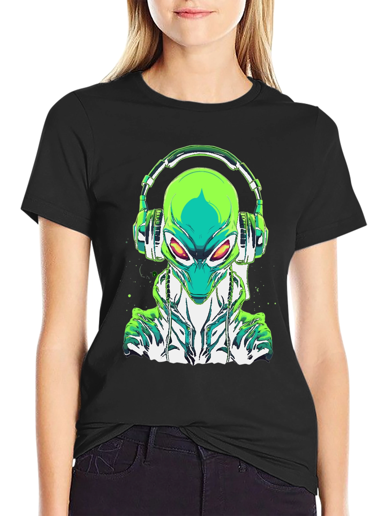 Alien DJ Graphic Tee - Unique Sci-Fi Design