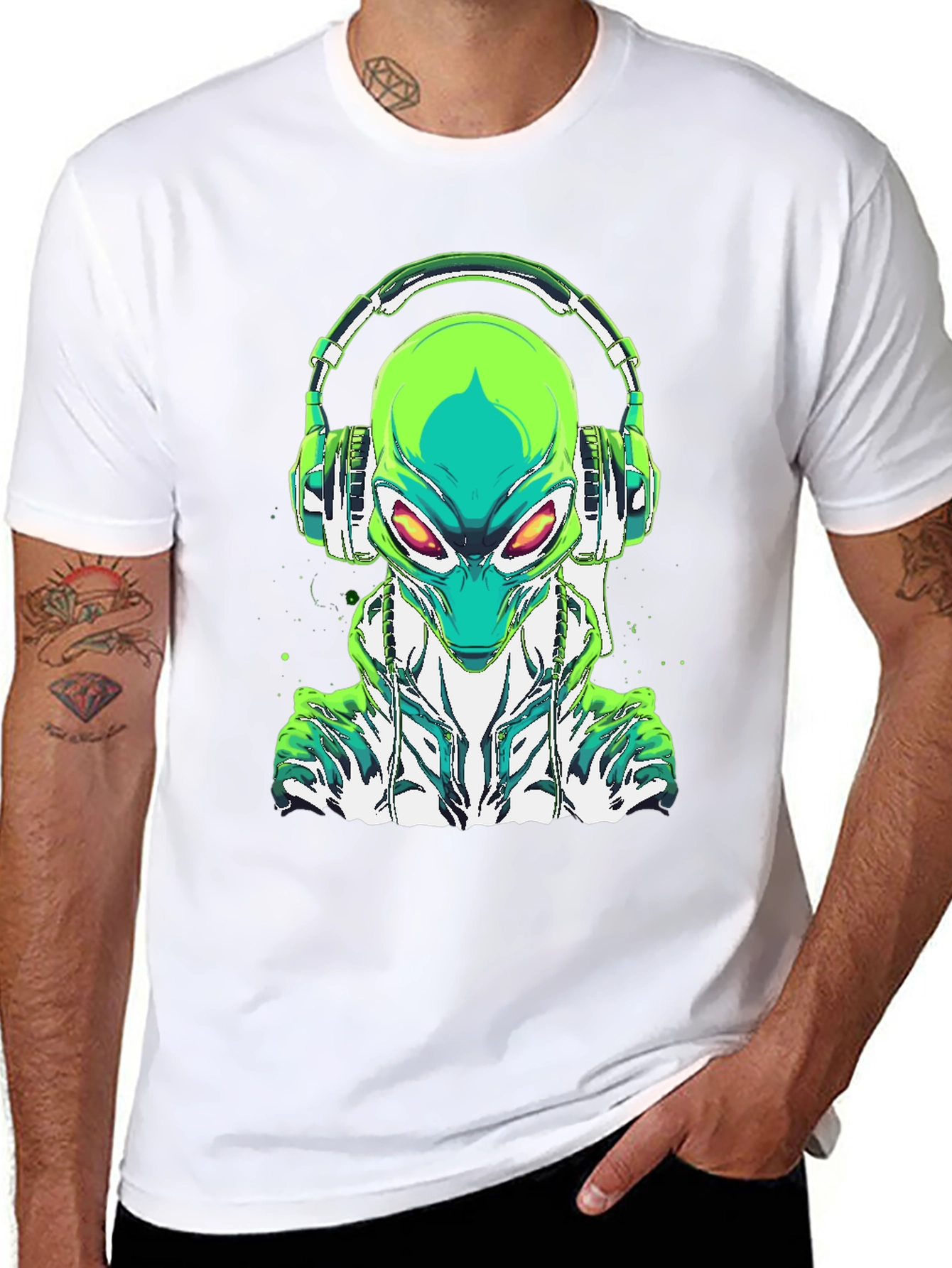 Alien DJ Graphic Tee - Unique Sci-Fi Design