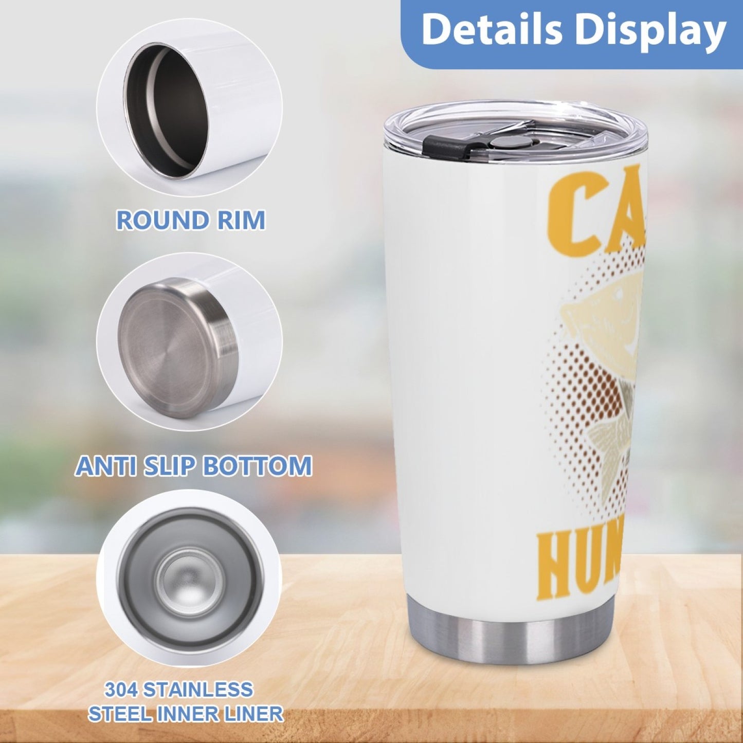 Reusable Insulated Travel Tumbler - Stainless Steel Graphic Design Cup