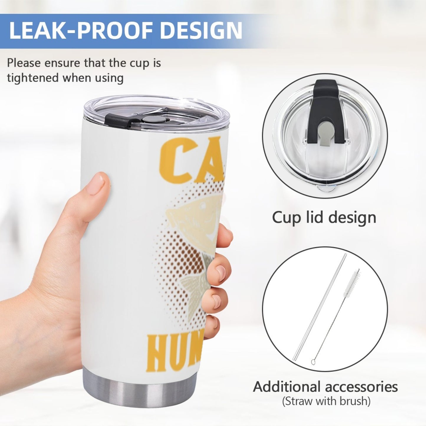 Reusable Insulated Travel Tumbler - Stainless Steel Graphic Design Cup