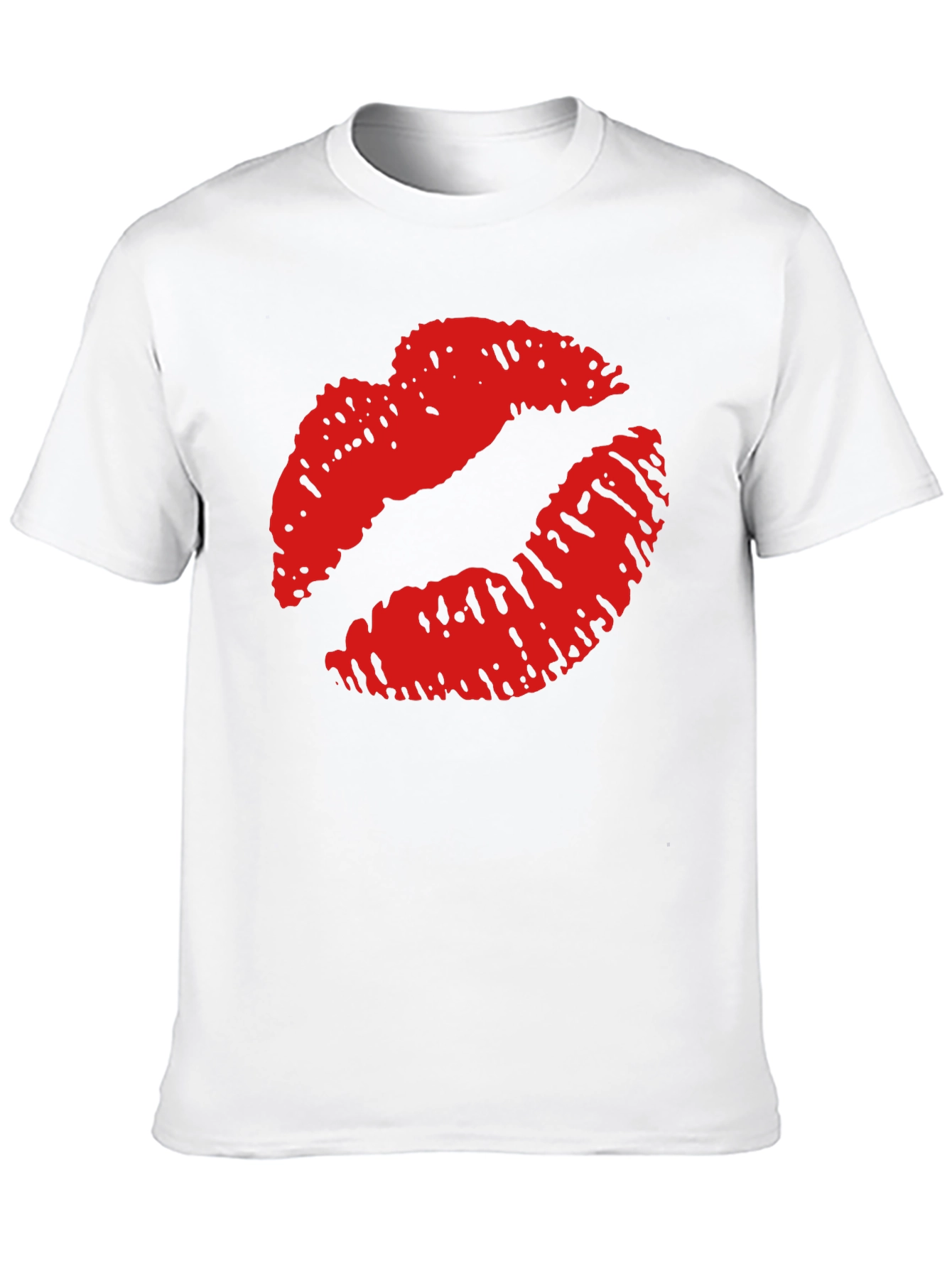 Kiss Lips Print Black Casual Tee