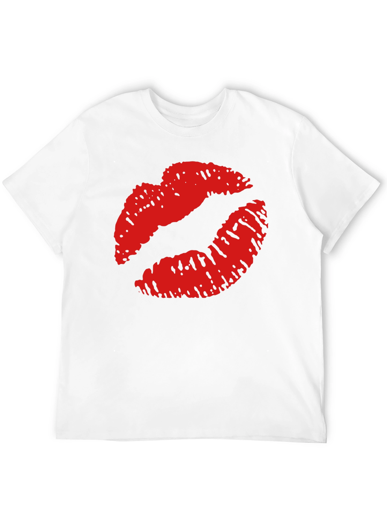 Kiss Lips Print Black Casual Tee