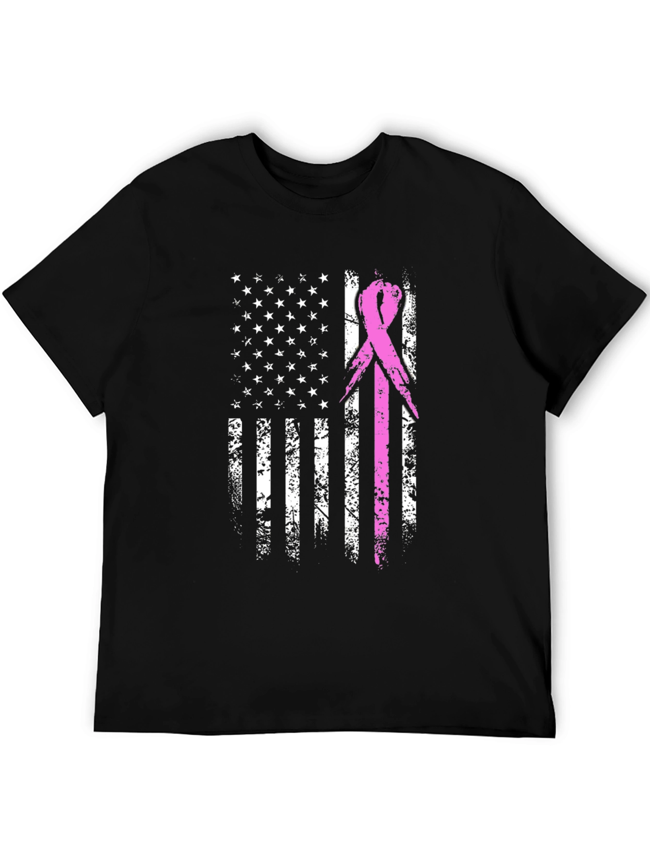 Breast Cancer Awareness US Flag Graphic T-Shirt