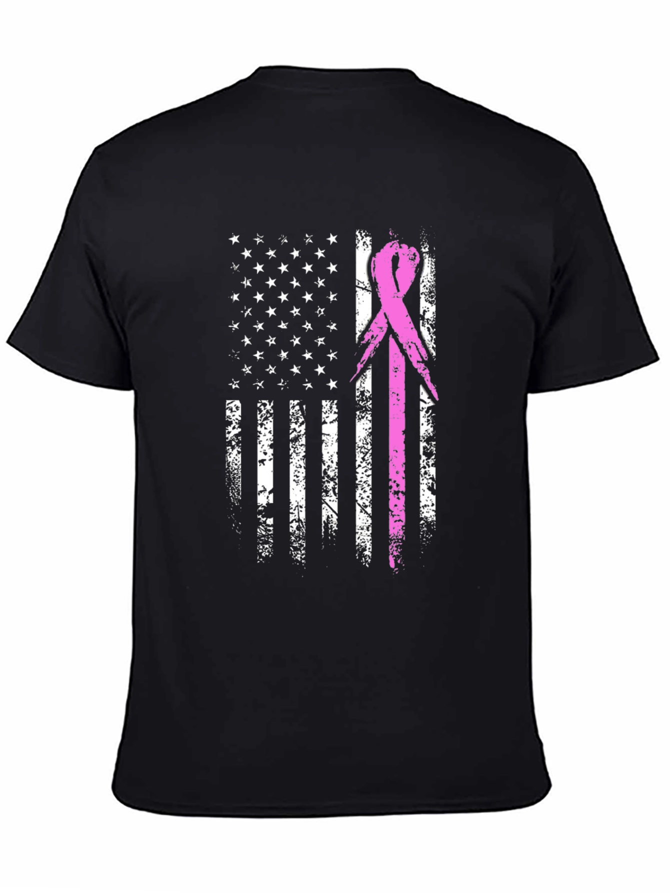 Breast Cancer Awareness US Flag Graphic T-Shirt