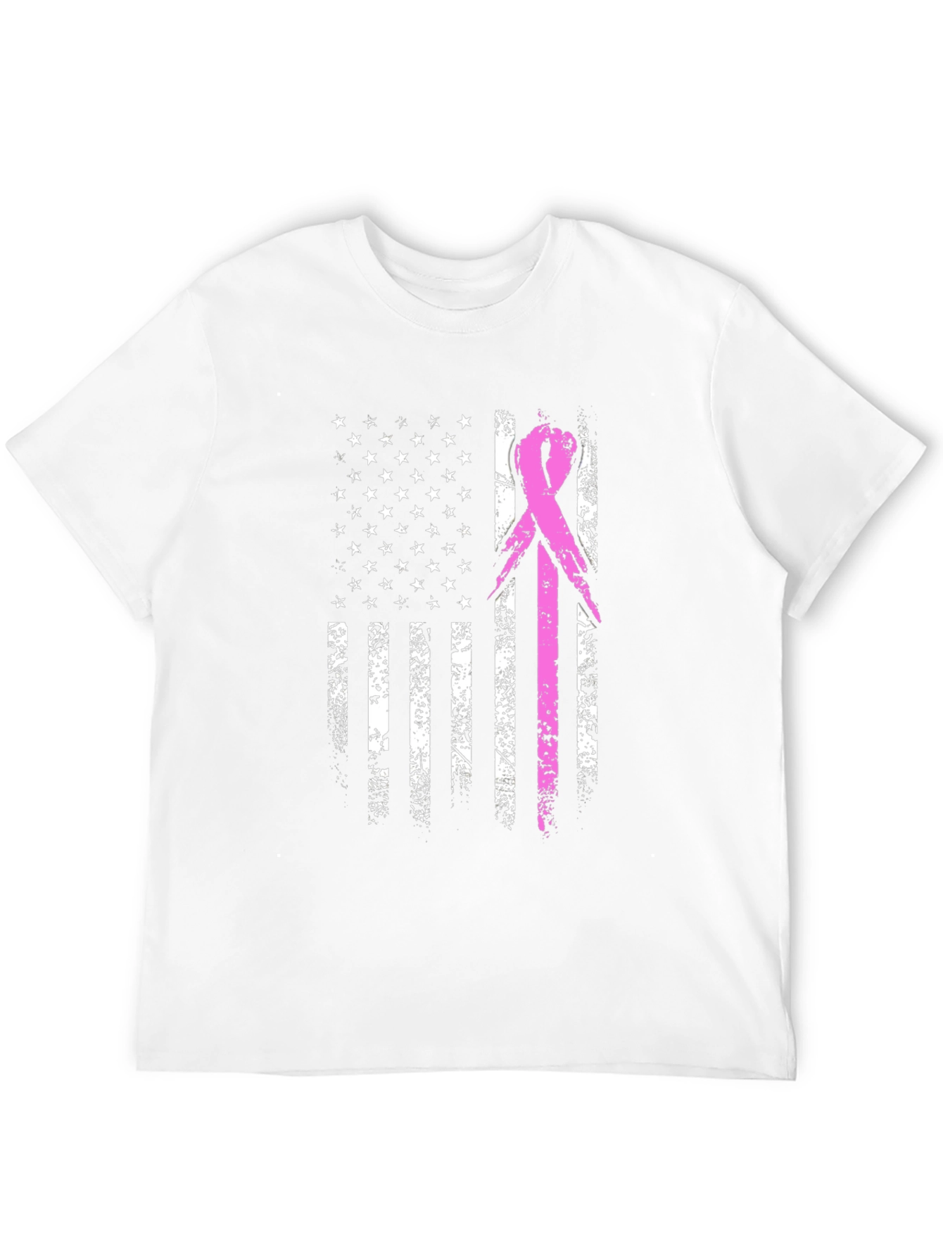 Breast Cancer Awareness US Flag Graphic T-Shirt