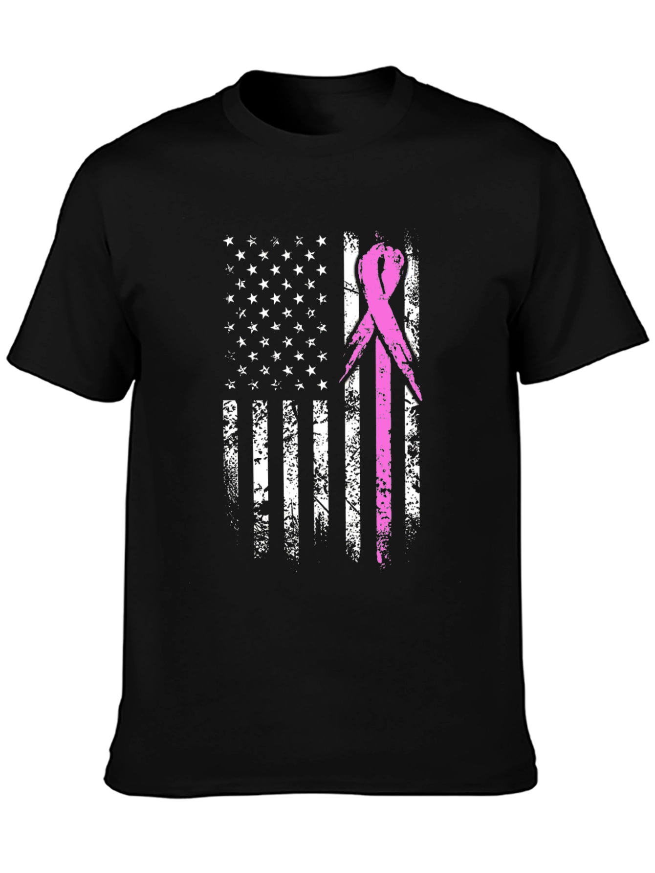 Breast Cancer Awareness US Flag Graphic T-Shirt