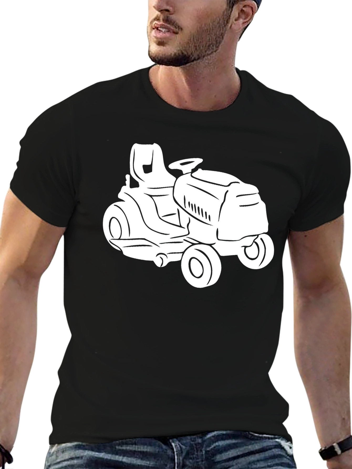 Lawn Tractor Graphic Tee - Black Cotton