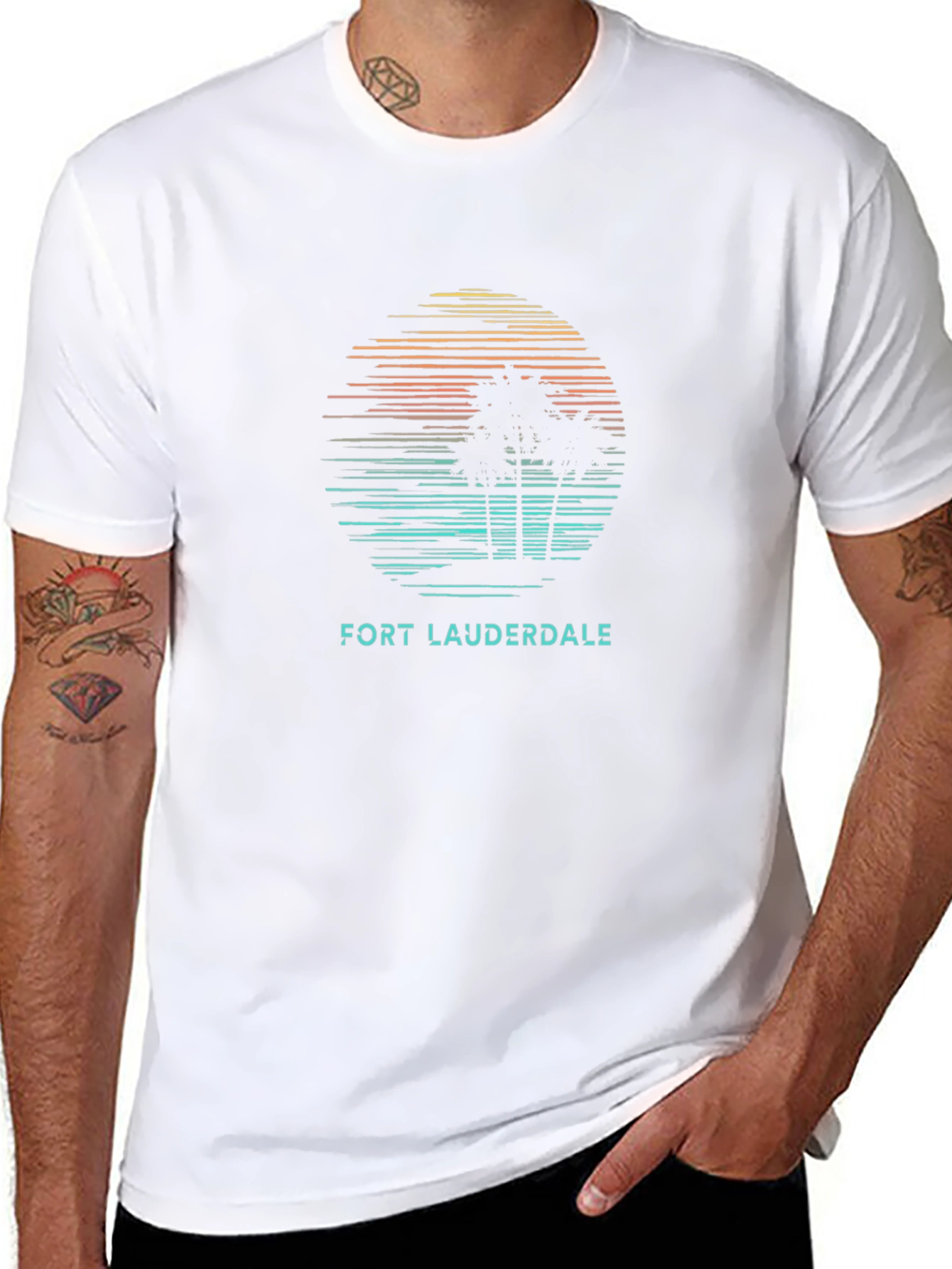Fort Lauderdale Palm Tree Sunset Graphic Tee