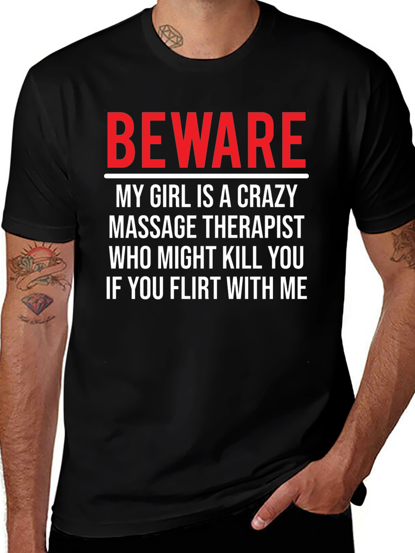 Beware Crazy Massage Therapist Graphic T-Shirt