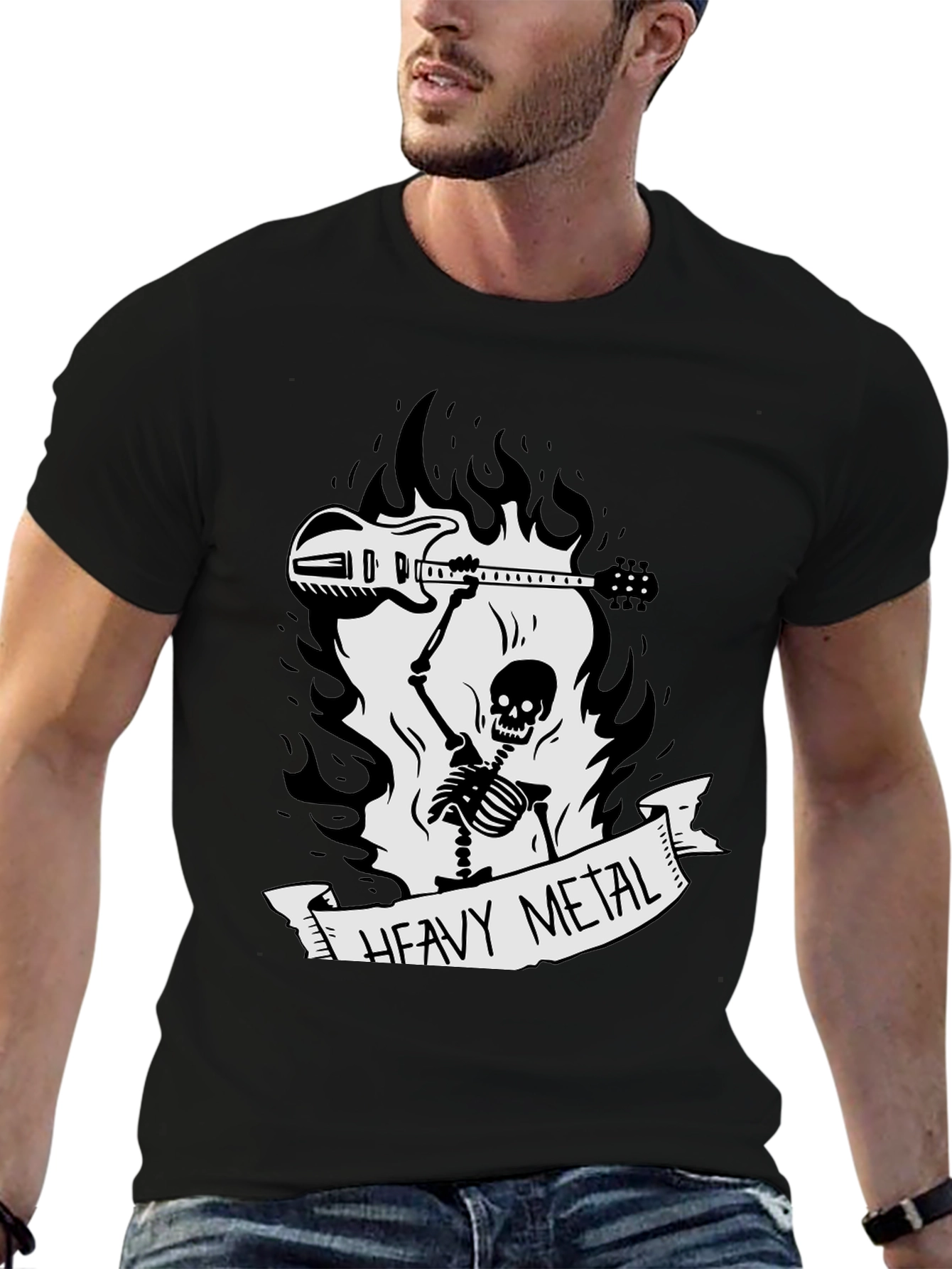 Heavy Metal Skeleton Guitar T-Shirt