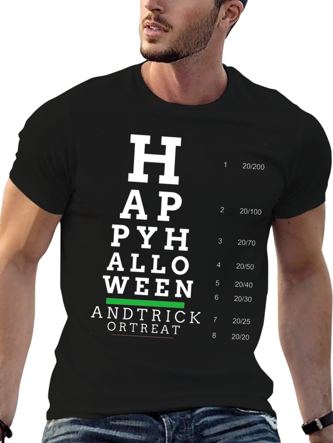 Halloween Eye Chart T-Shirt - Funny Spooky Season Tee