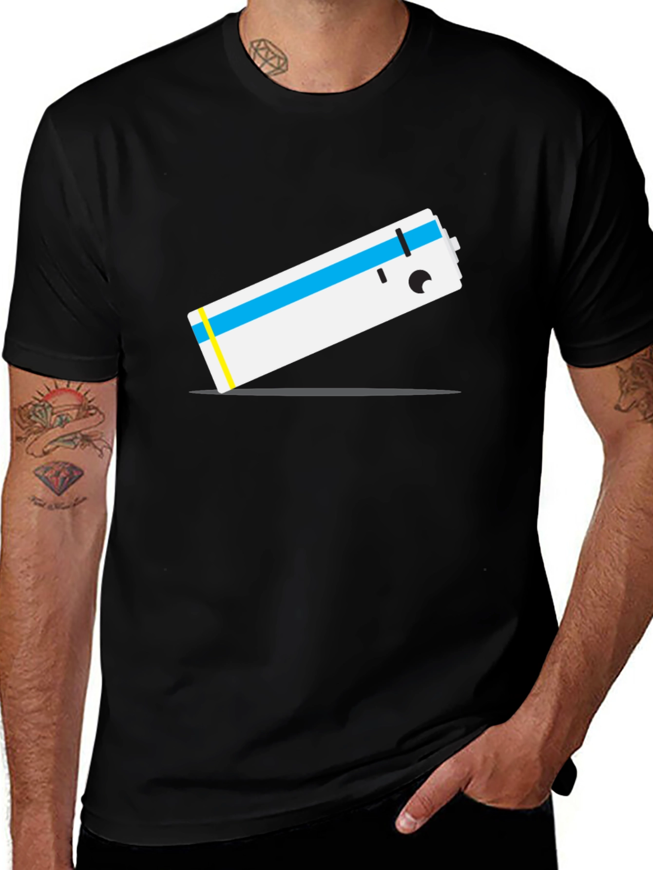 Cartoon Battery T-Shirt - Unique Graphic Tee