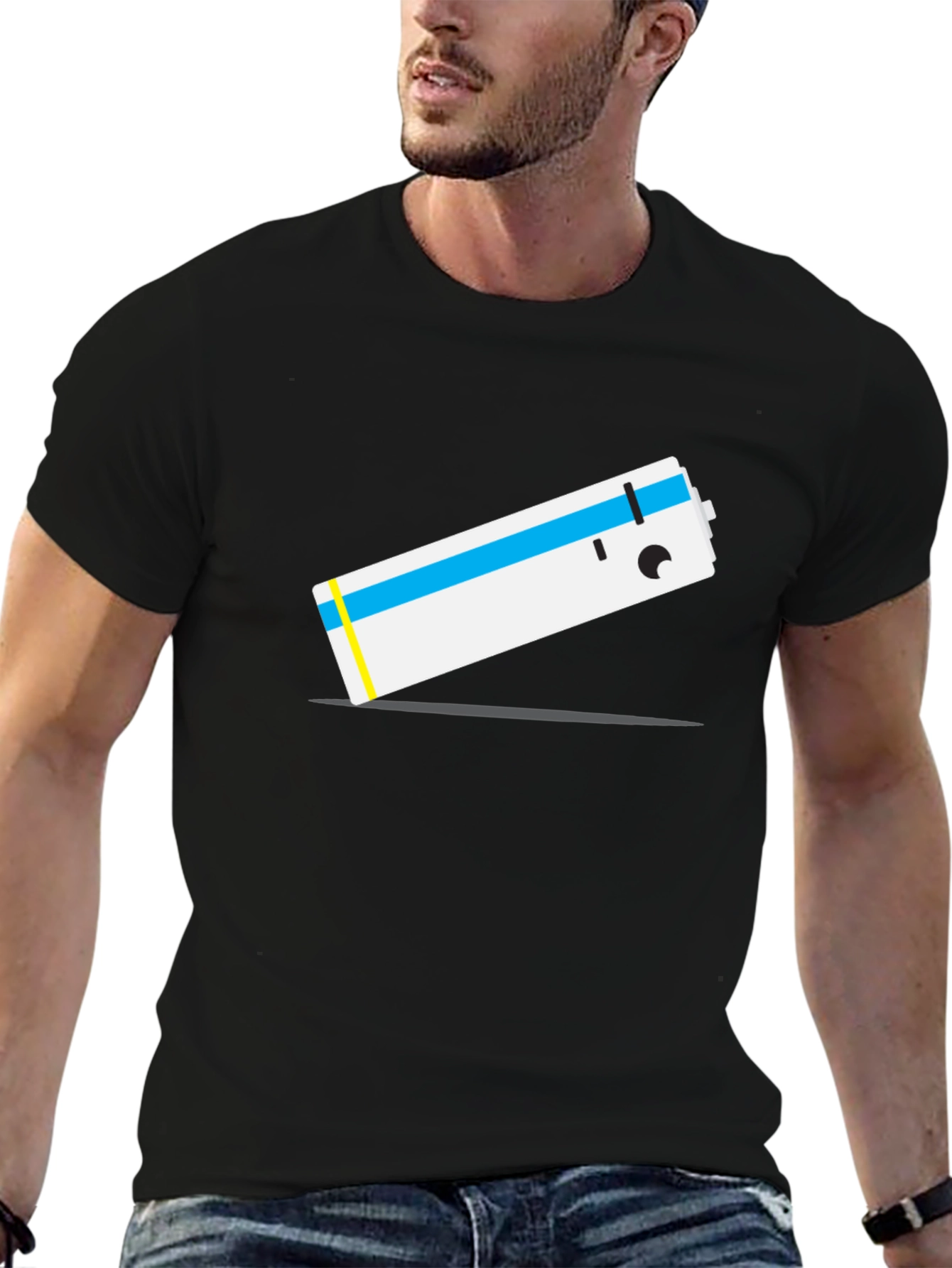 Cartoon Battery T-Shirt - Unique Graphic Tee