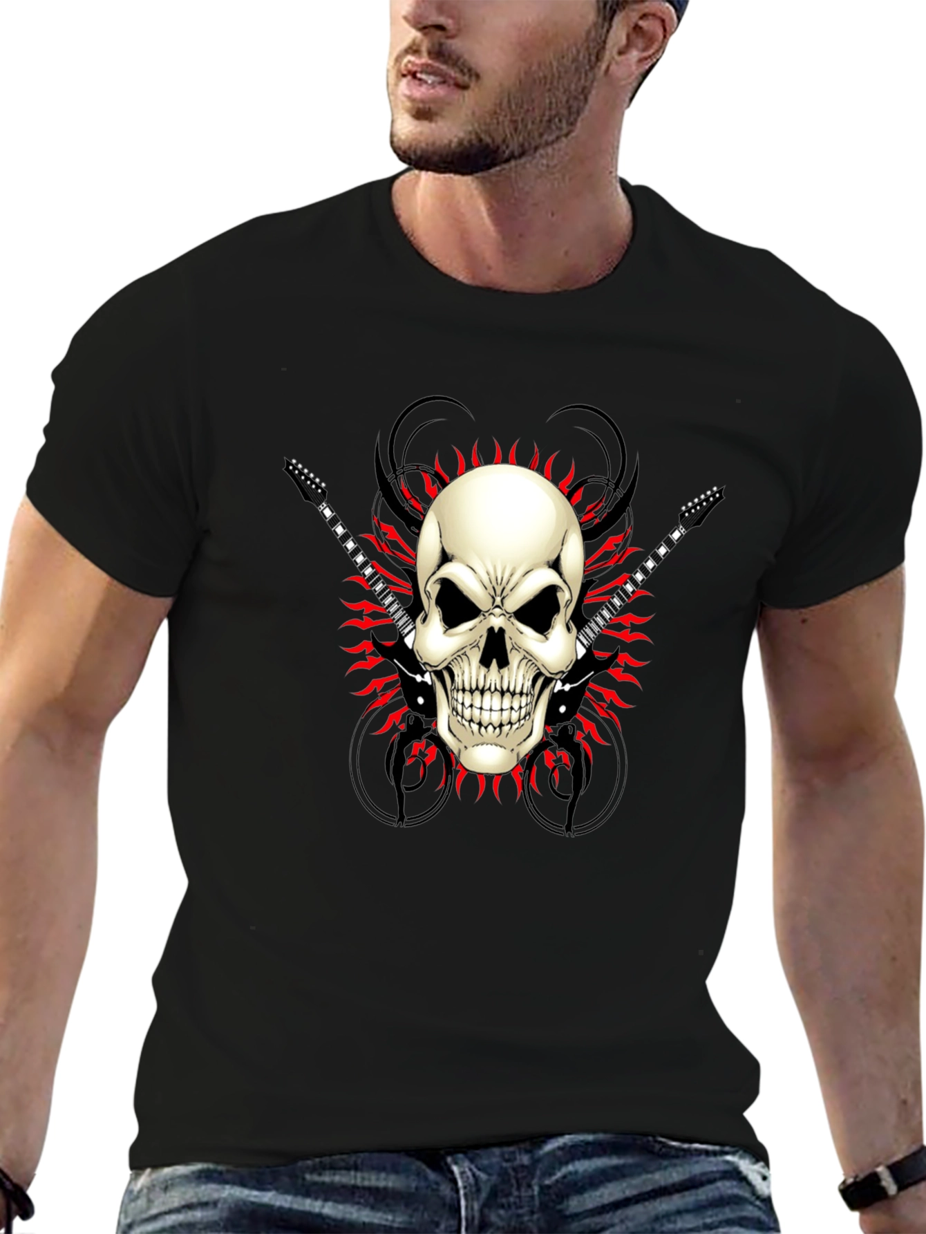 Skull & Guitars Graphic Tee - Rocker Style