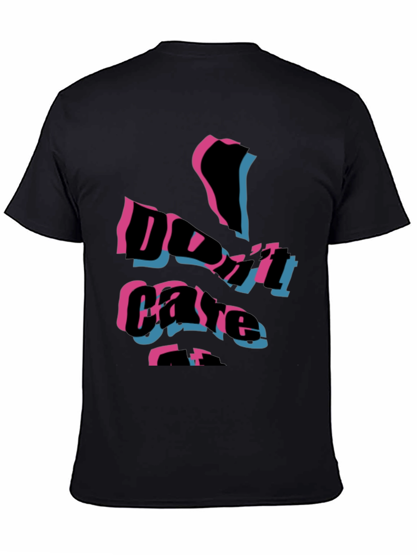 Edgy Dont Care Graphic Print Black T-Shirt