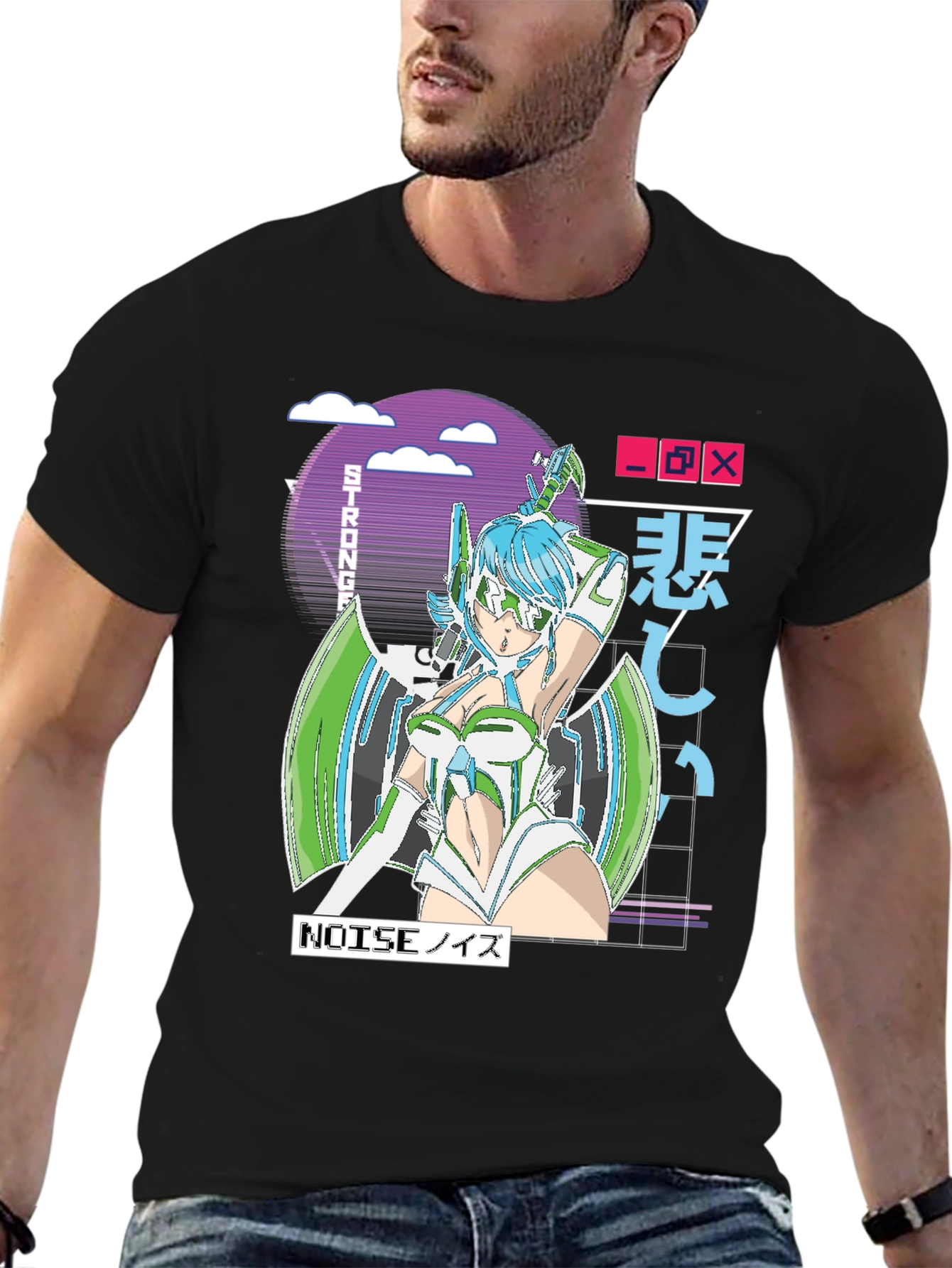 Anime Girl Graphic T-Shirt - Retro Cyberpunk Style
