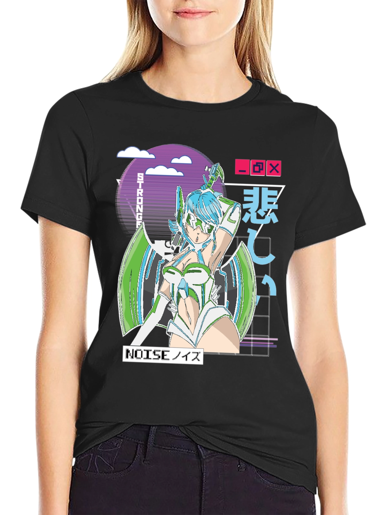 Anime Girl Graphic T-Shirt - Retro Cyberpunk Style
