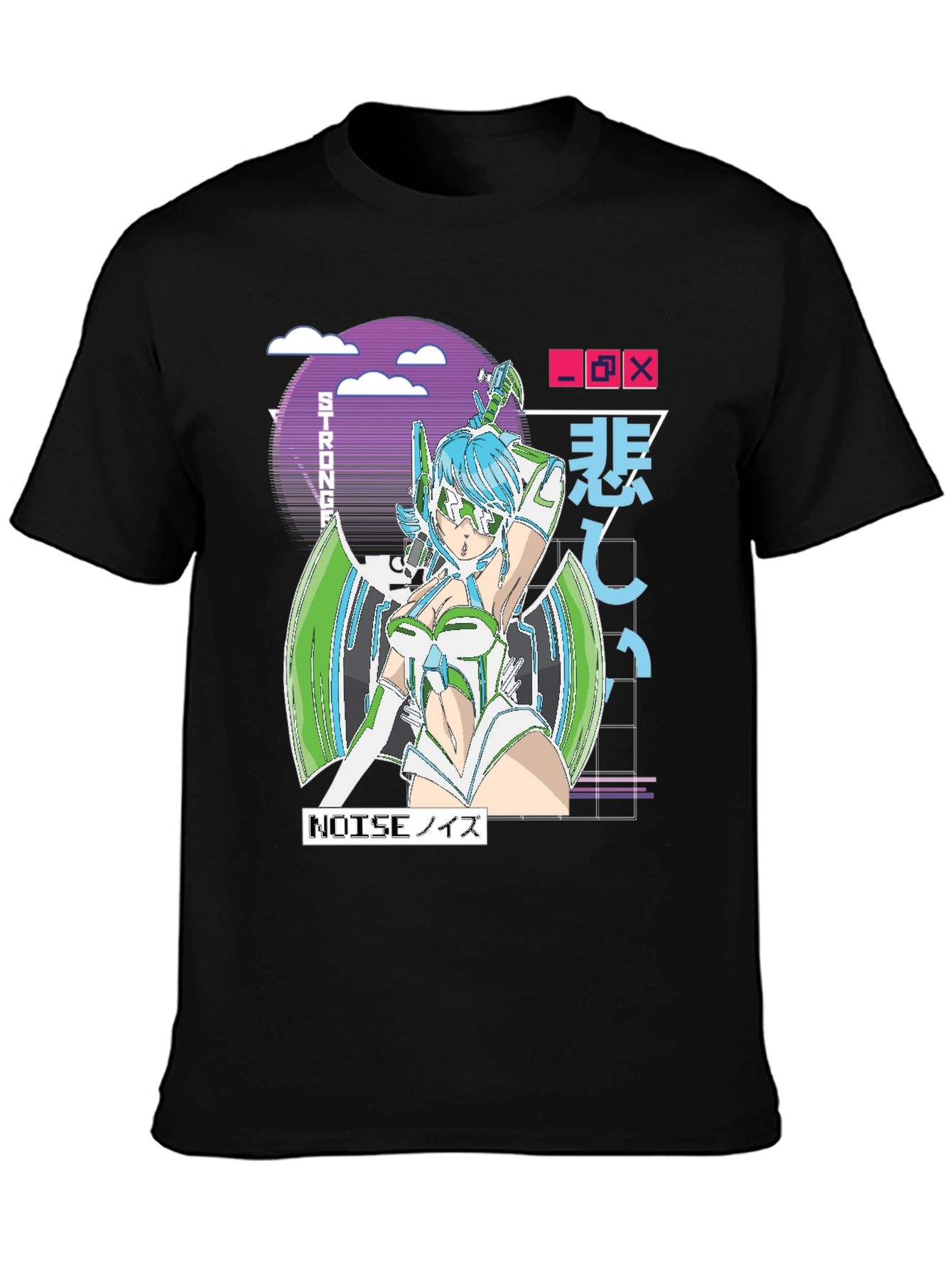 Anime Girl Graphic T-Shirt - Retro Cyberpunk Style