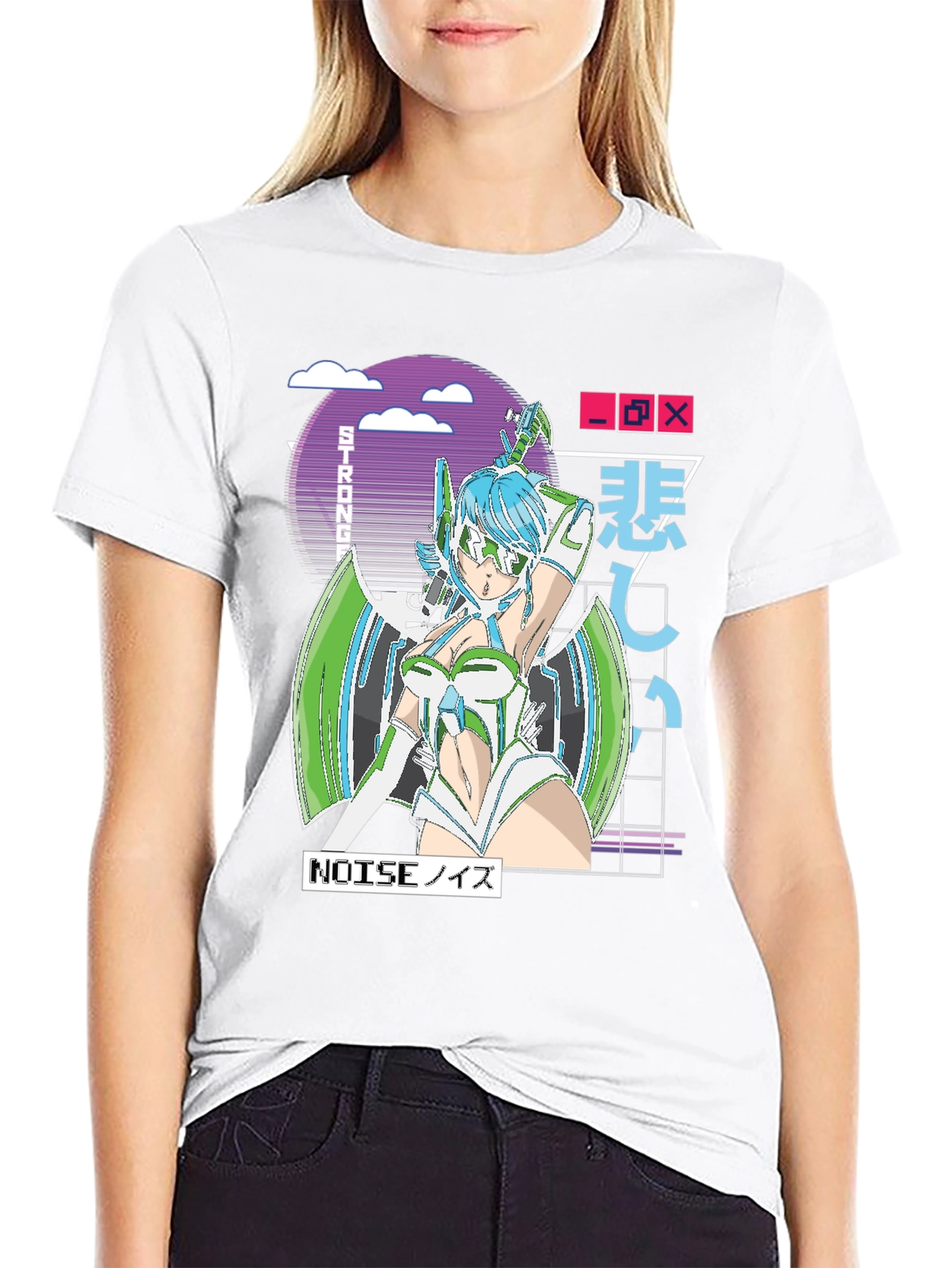 Anime Girl Graphic T-Shirt - Retro Cyberpunk Style