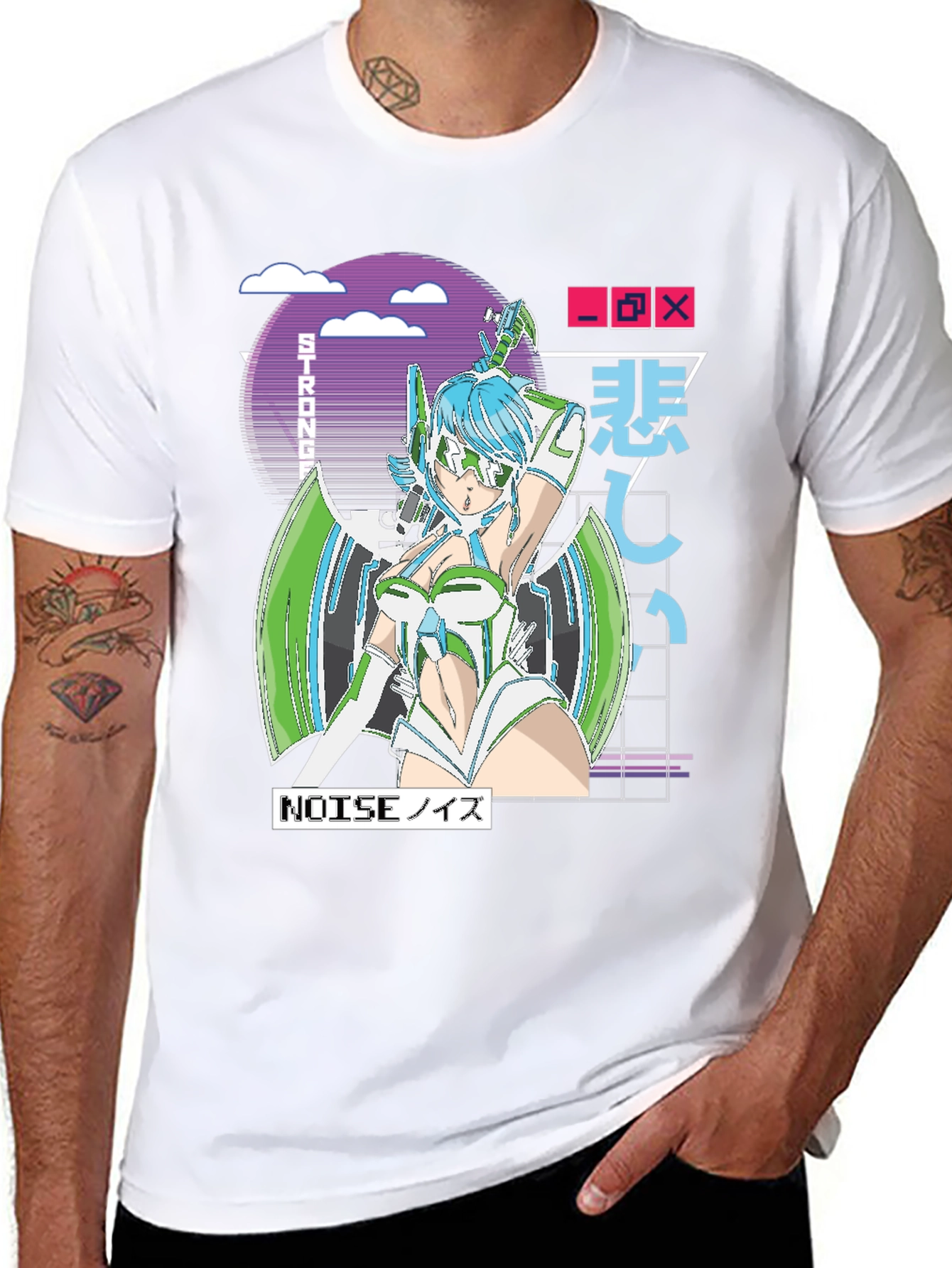 Anime Girl Graphic T-Shirt - Retro Cyberpunk Style