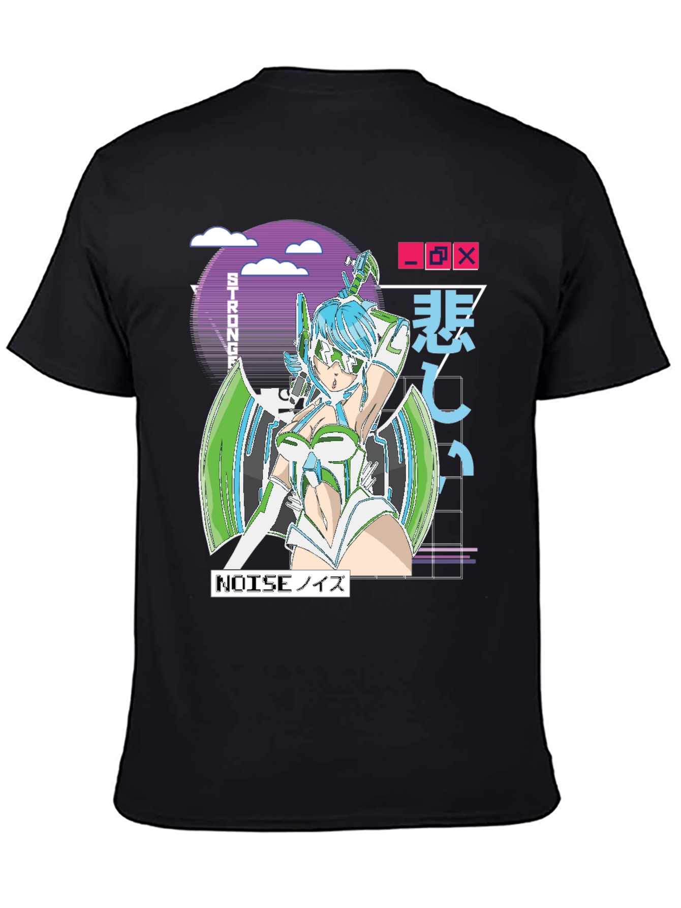 Anime Girl Graphic T-Shirt - Retro Cyberpunk Style