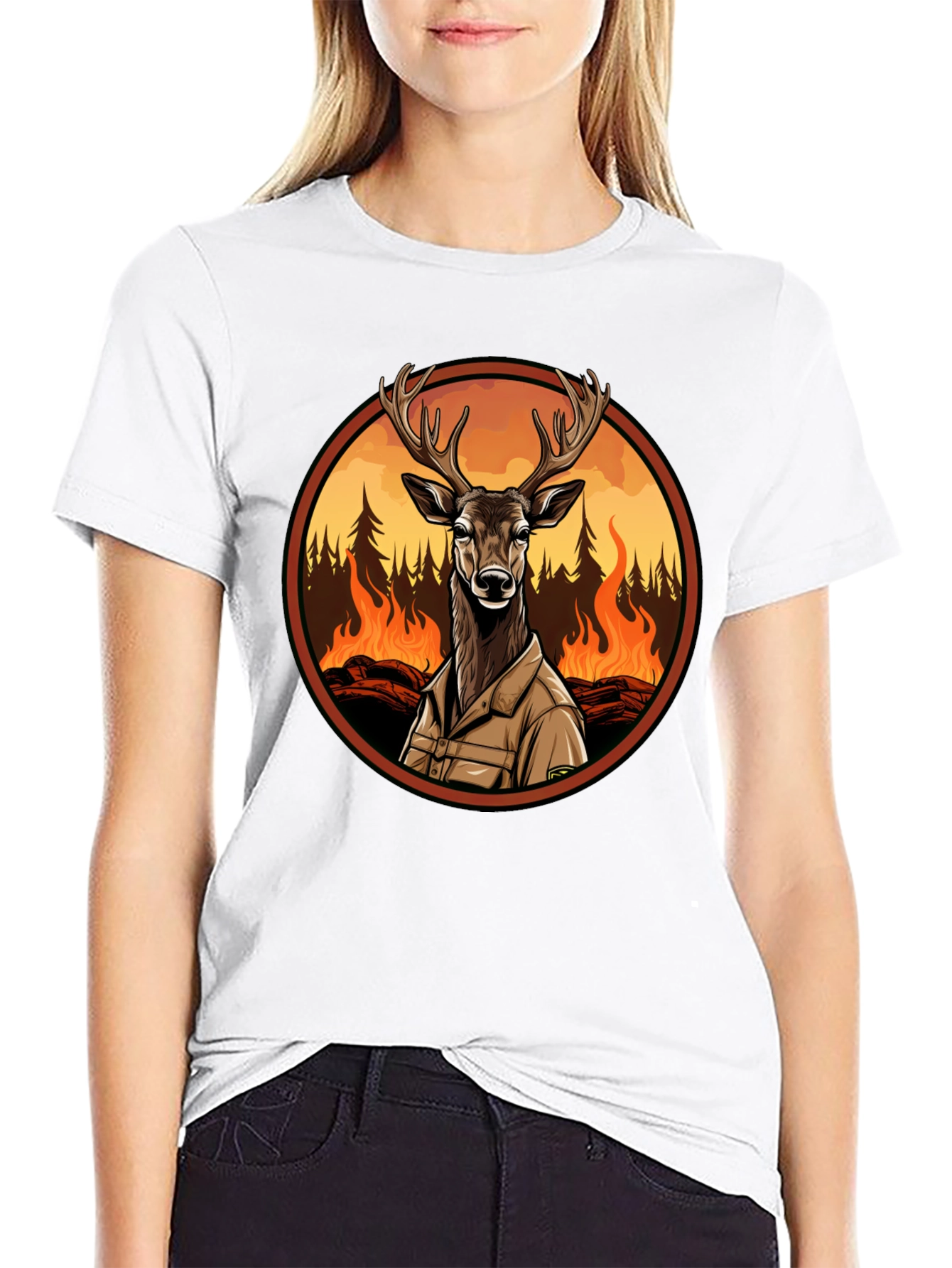 Deer in Wildfire Graphic Tee