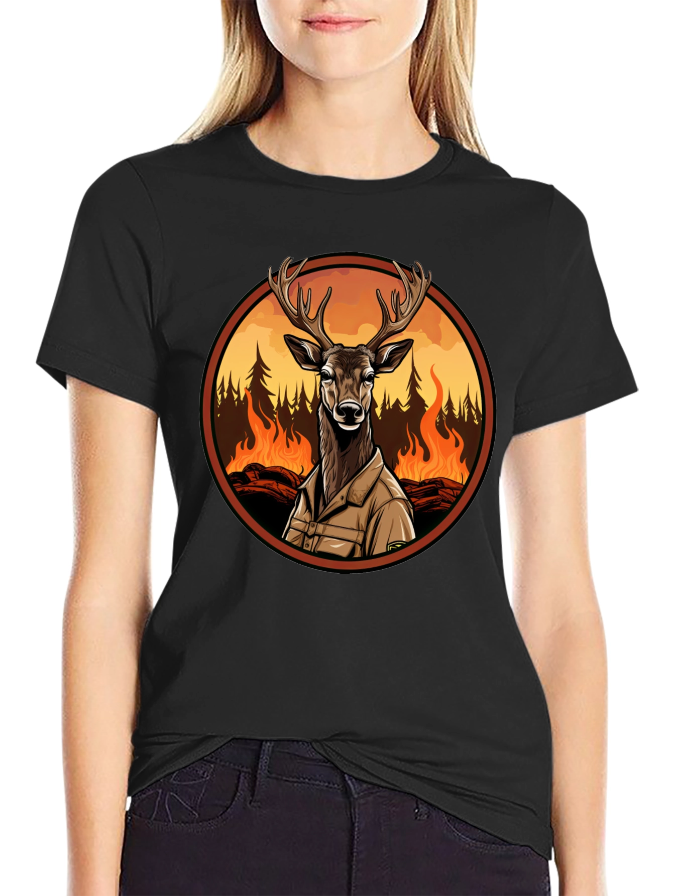 Deer in Wildfire Graphic Tee