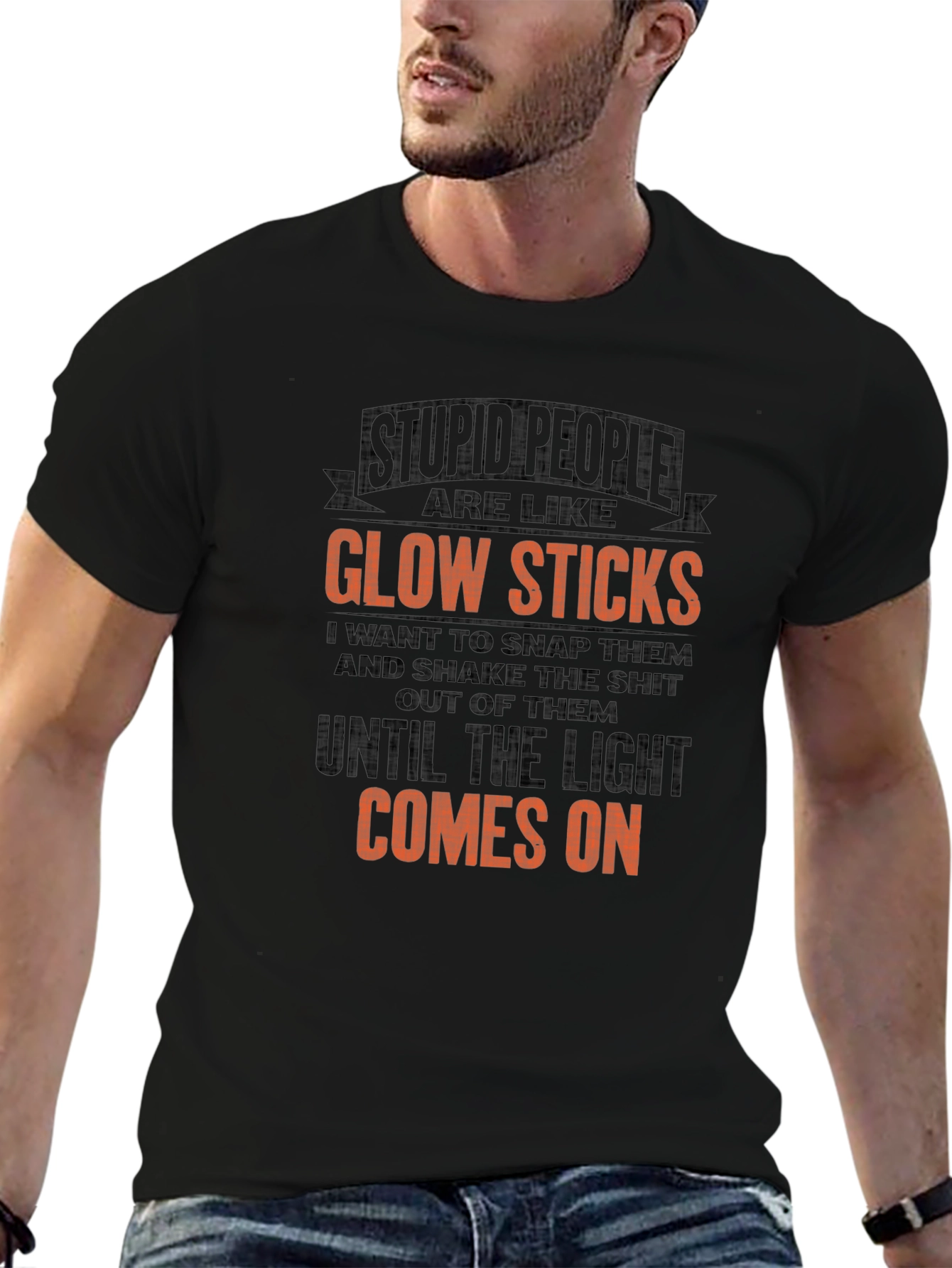 Stupid People Glow Sticks Graphic Tee