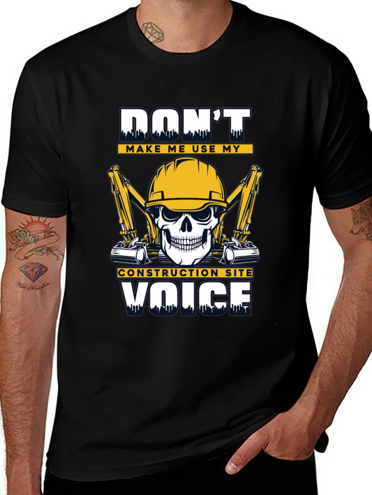 Construction Site Voice T-Shirt - Skull & Excavator Design