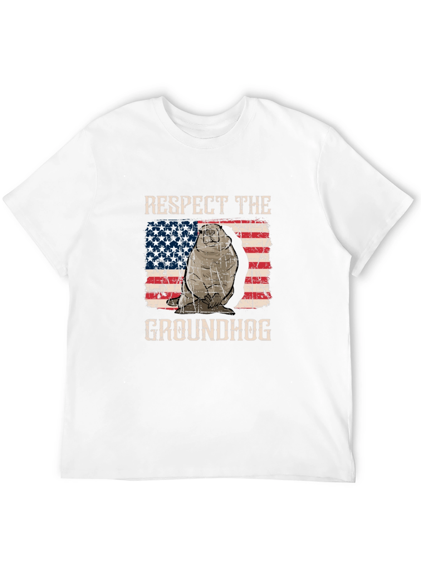 Respect the Groundhog USA Flag Graphic Tee