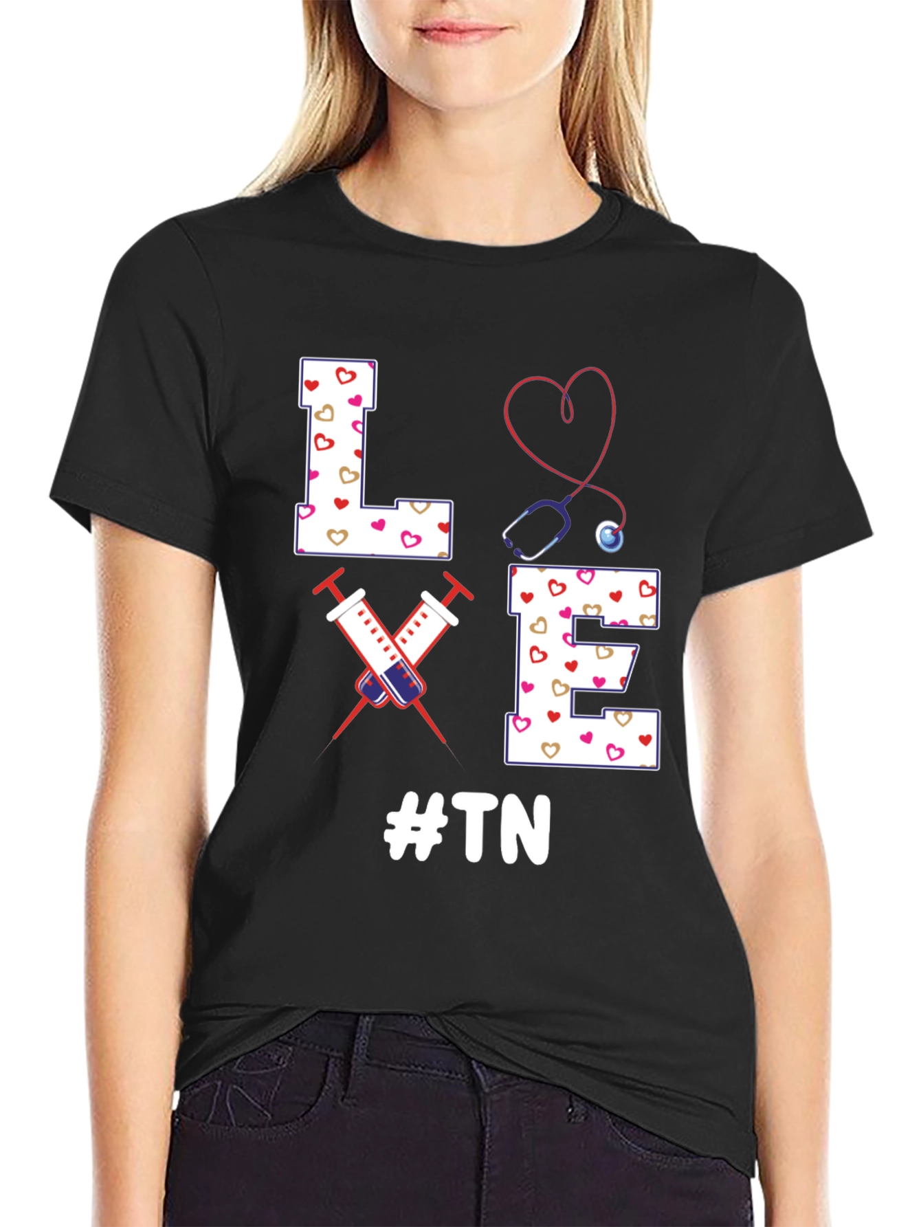 Love TN Nurse T-Shirt - Heart Stethoscope Tee