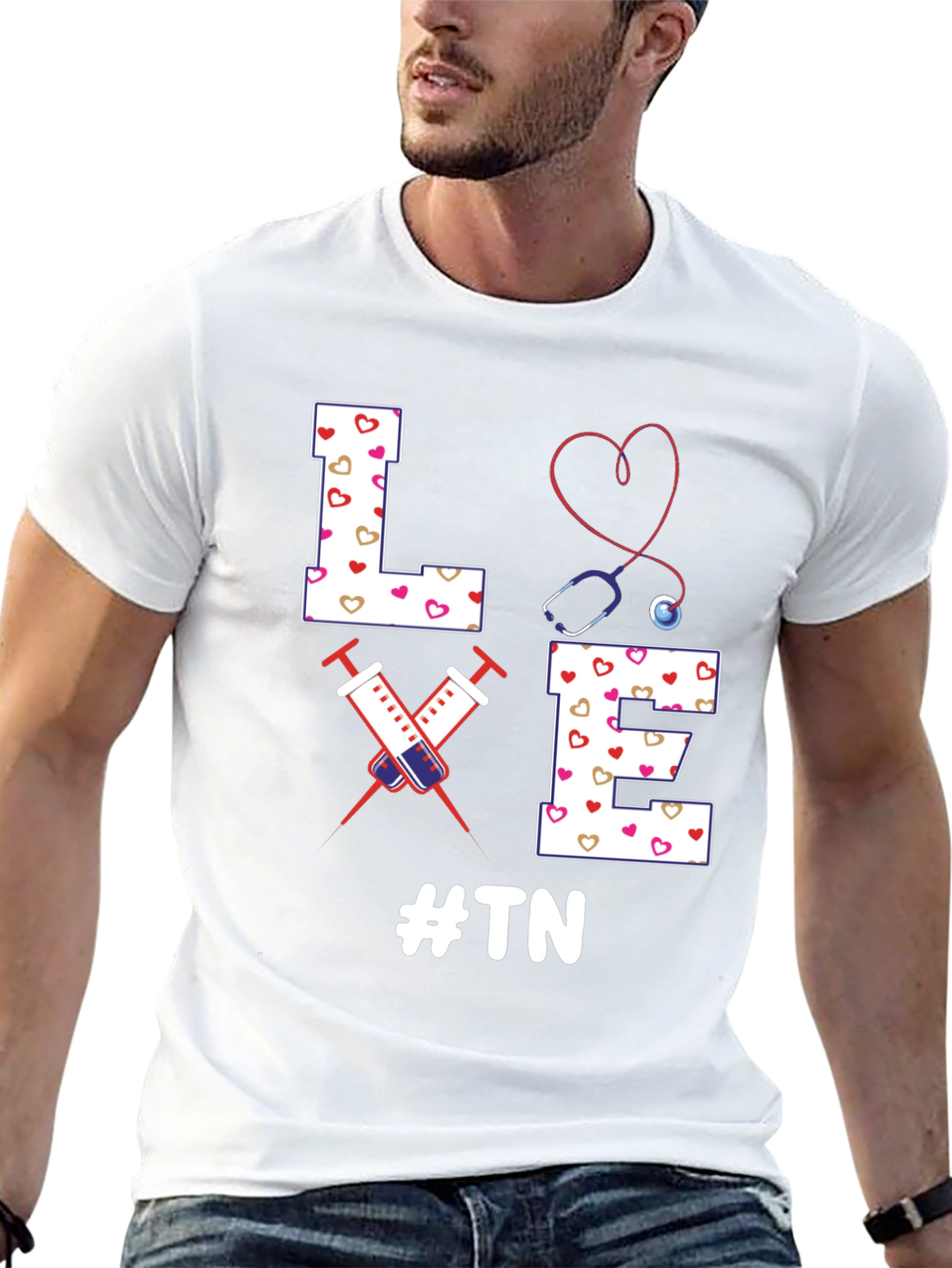Love TN Nurse T-Shirt - Heart Stethoscope Tee