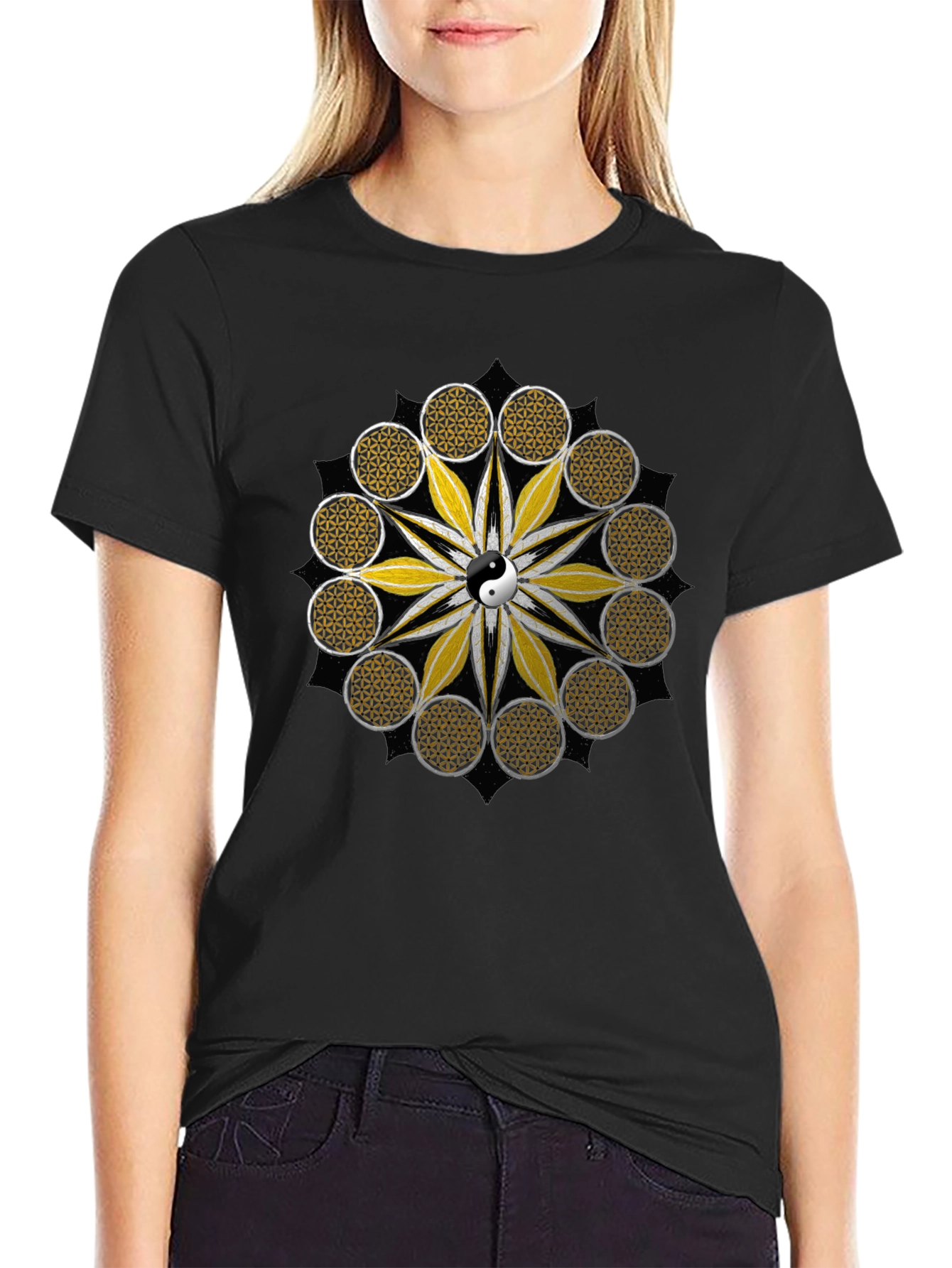 Yin Yang Flower of Life Graphic Tee