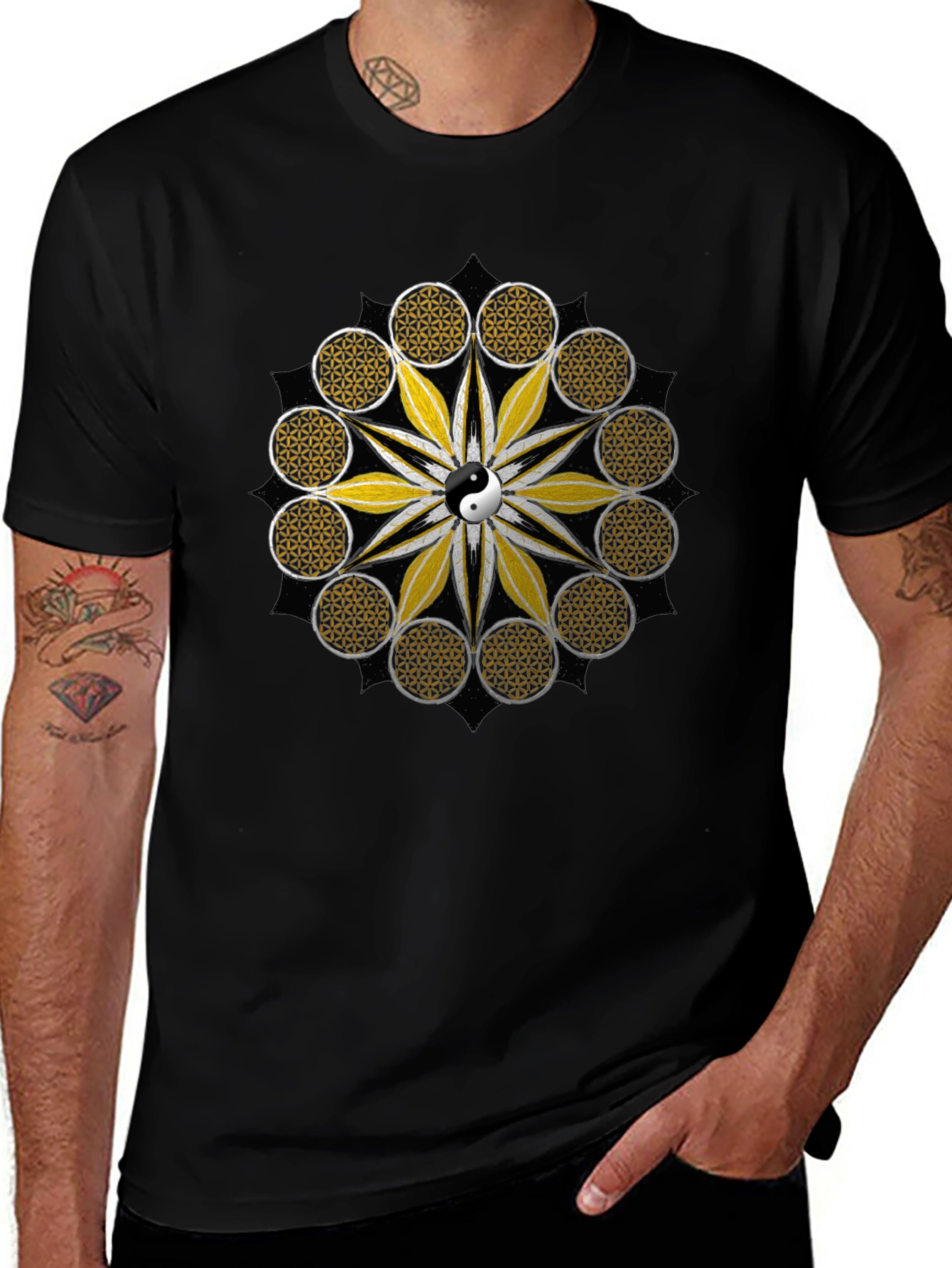 Yin Yang Flower of Life Graphic Tee