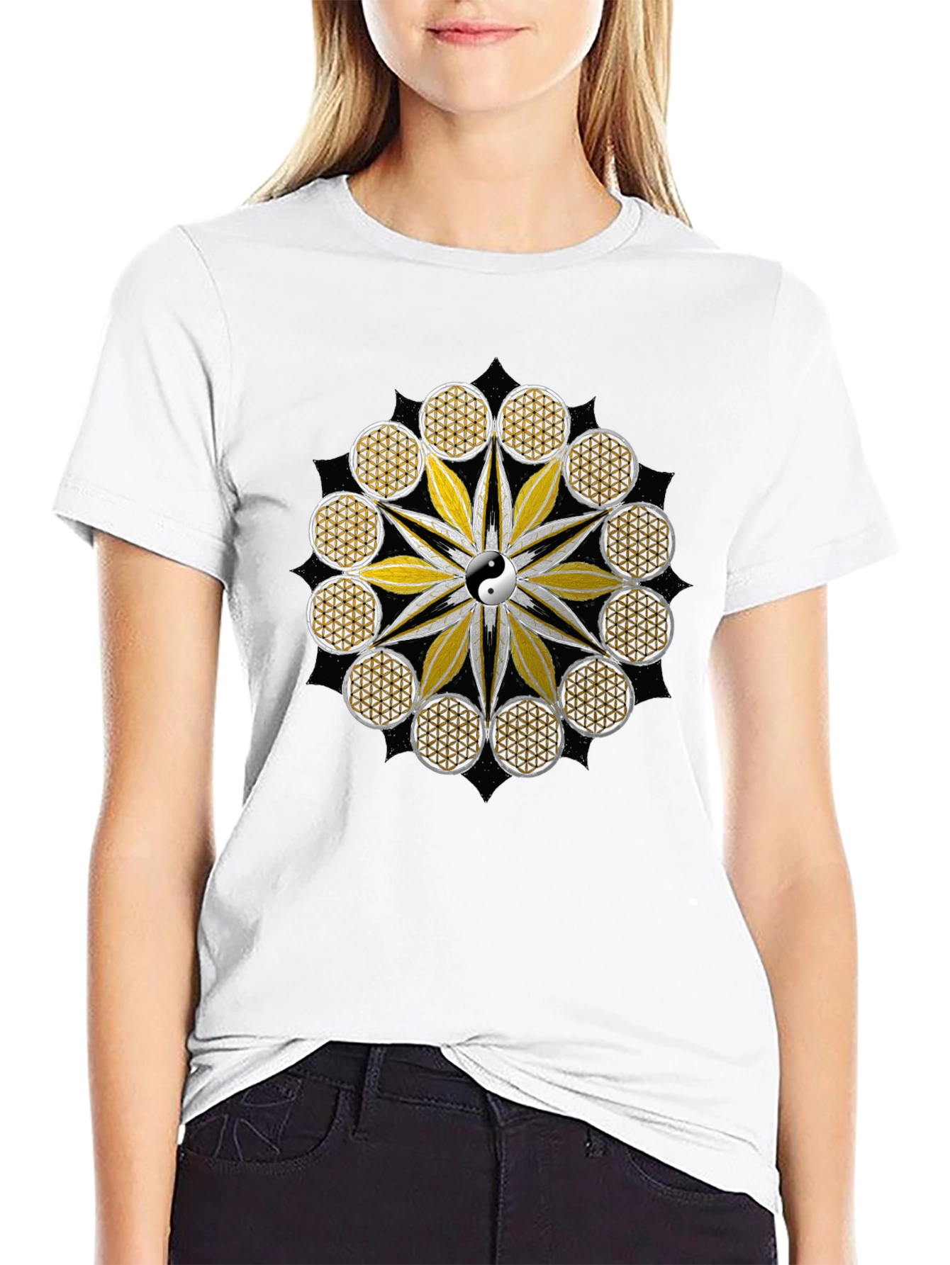 Yin Yang Flower of Life Graphic Tee