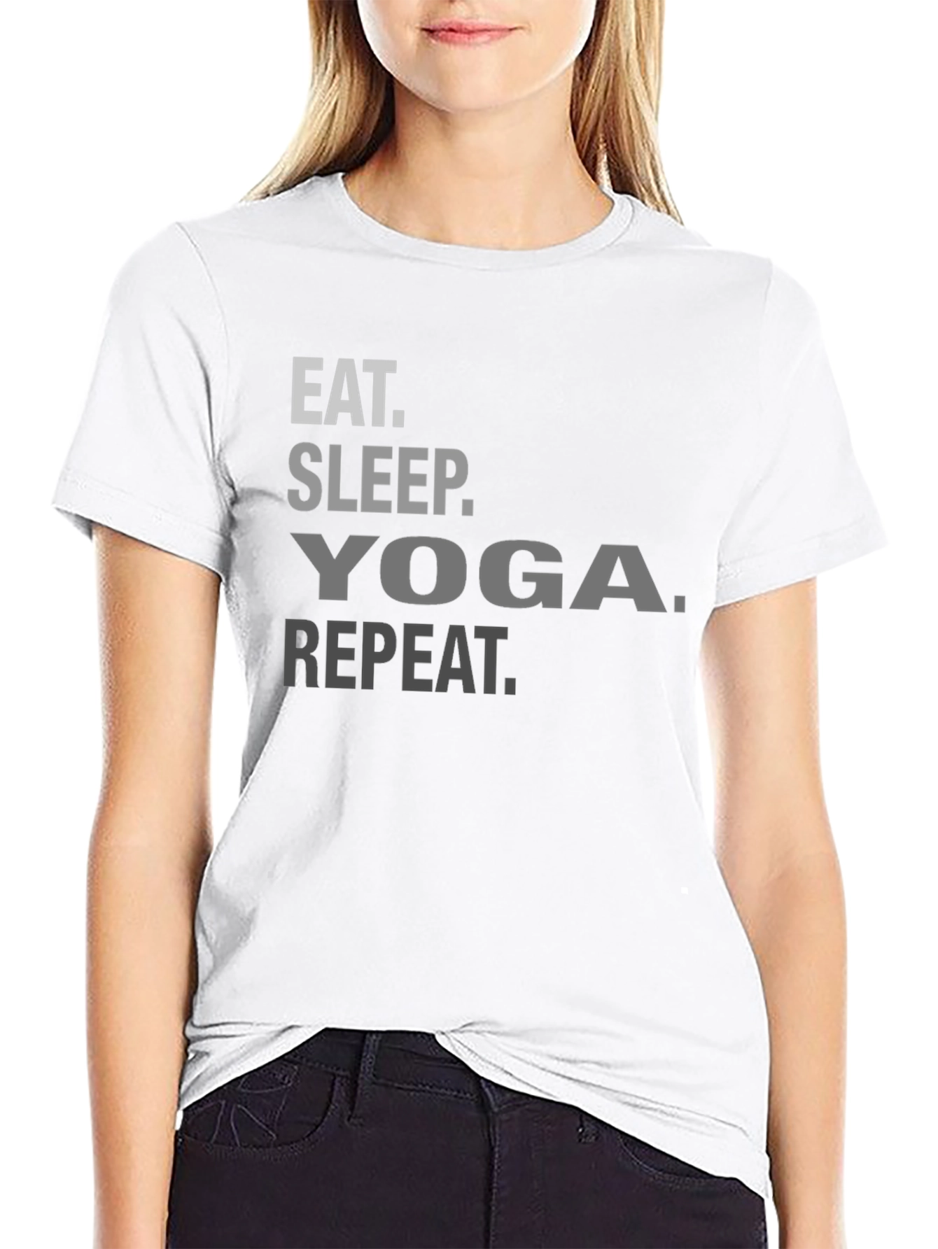 Eat Sleep Yoga Repeat T-Shirt - Black Casual Tee