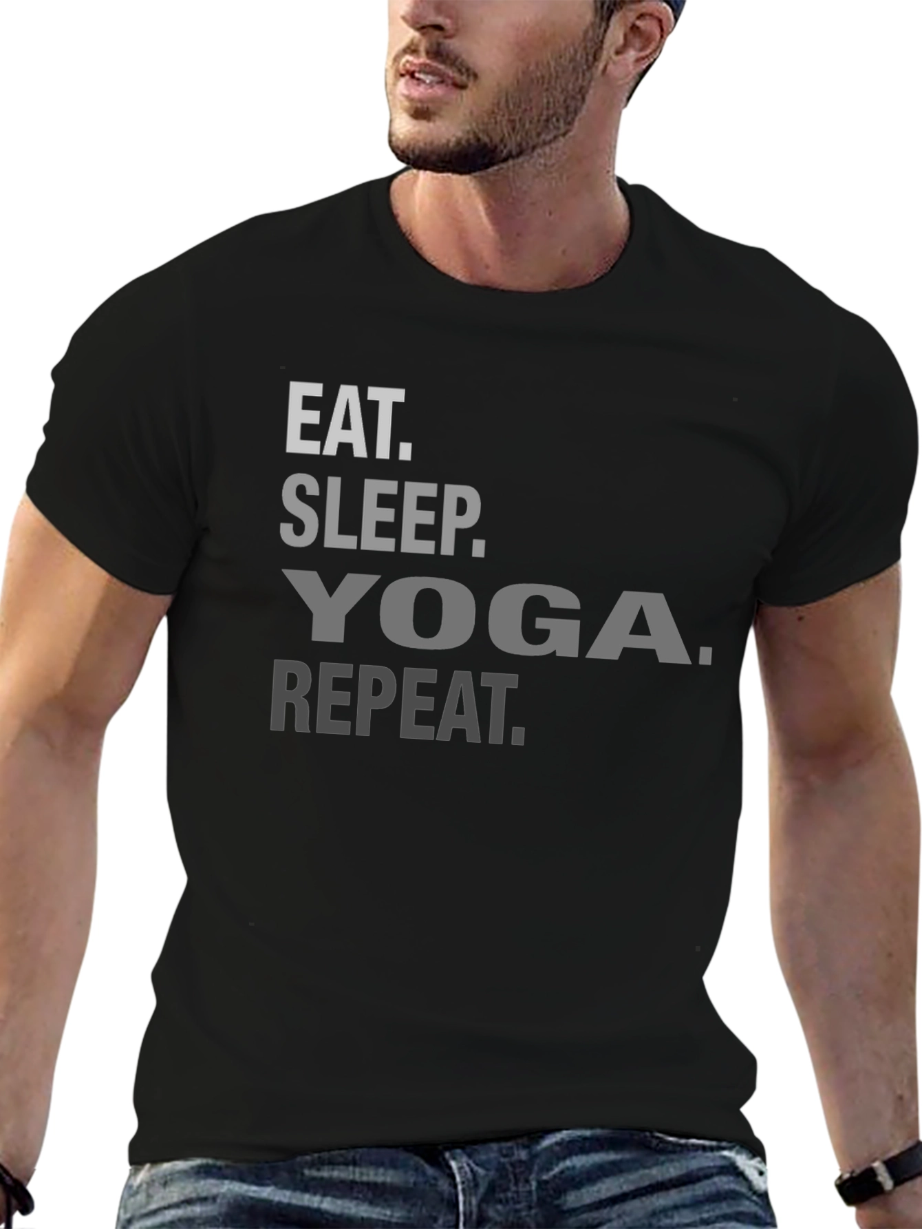 Eat Sleep Yoga Repeat T-Shirt - Black Casual Tee